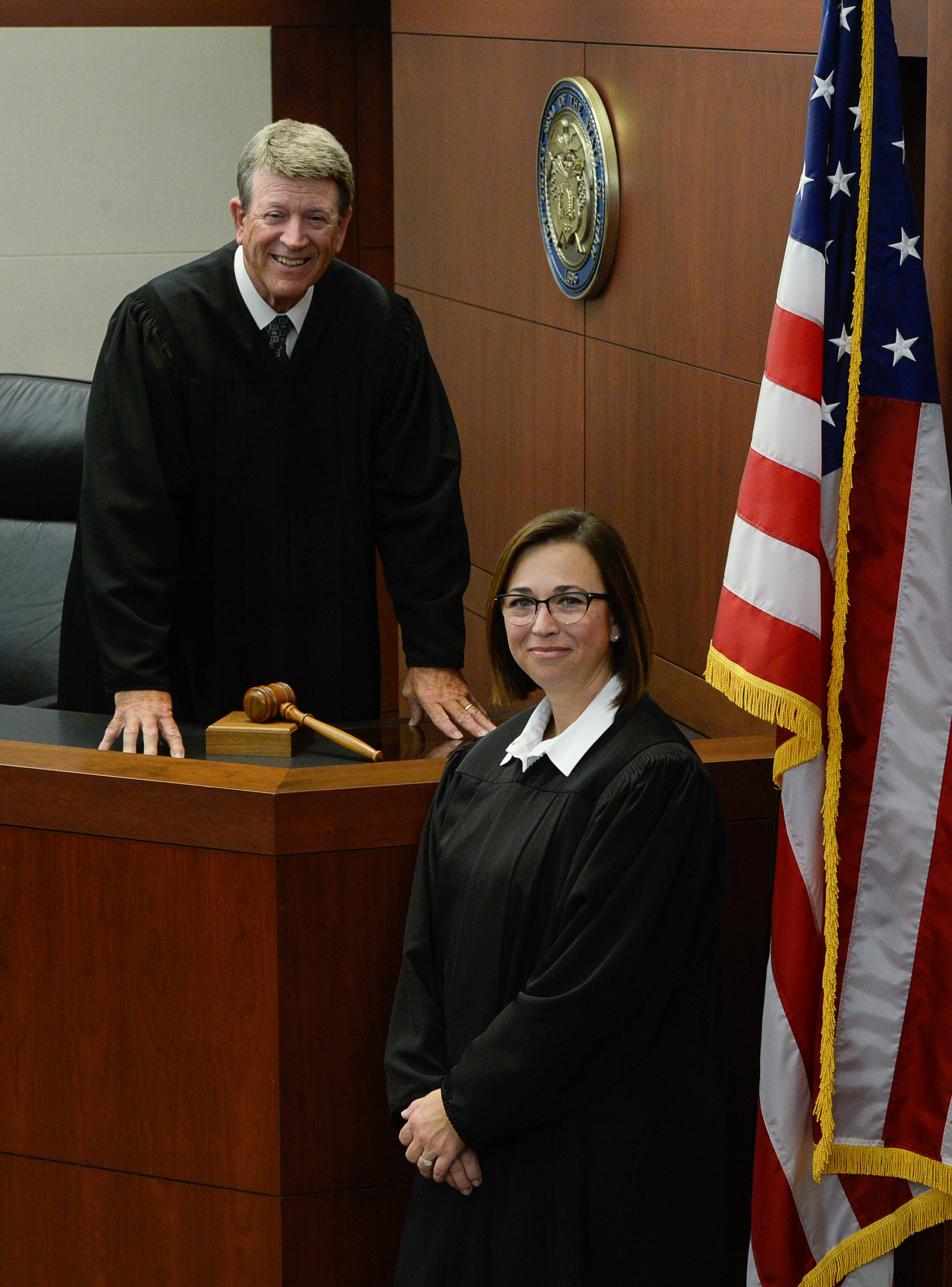 (Francisco Kjolseth | The Salt Lake Tribune) Second District Judge Ernie Jones has been on the bench since 2000. The newest judge appointment in the courthouse is his own daughter, Judge Jennifer Valencia. They may be the first father/daughter to serve as judges in Utah at the same time, much less in the same courthouse.