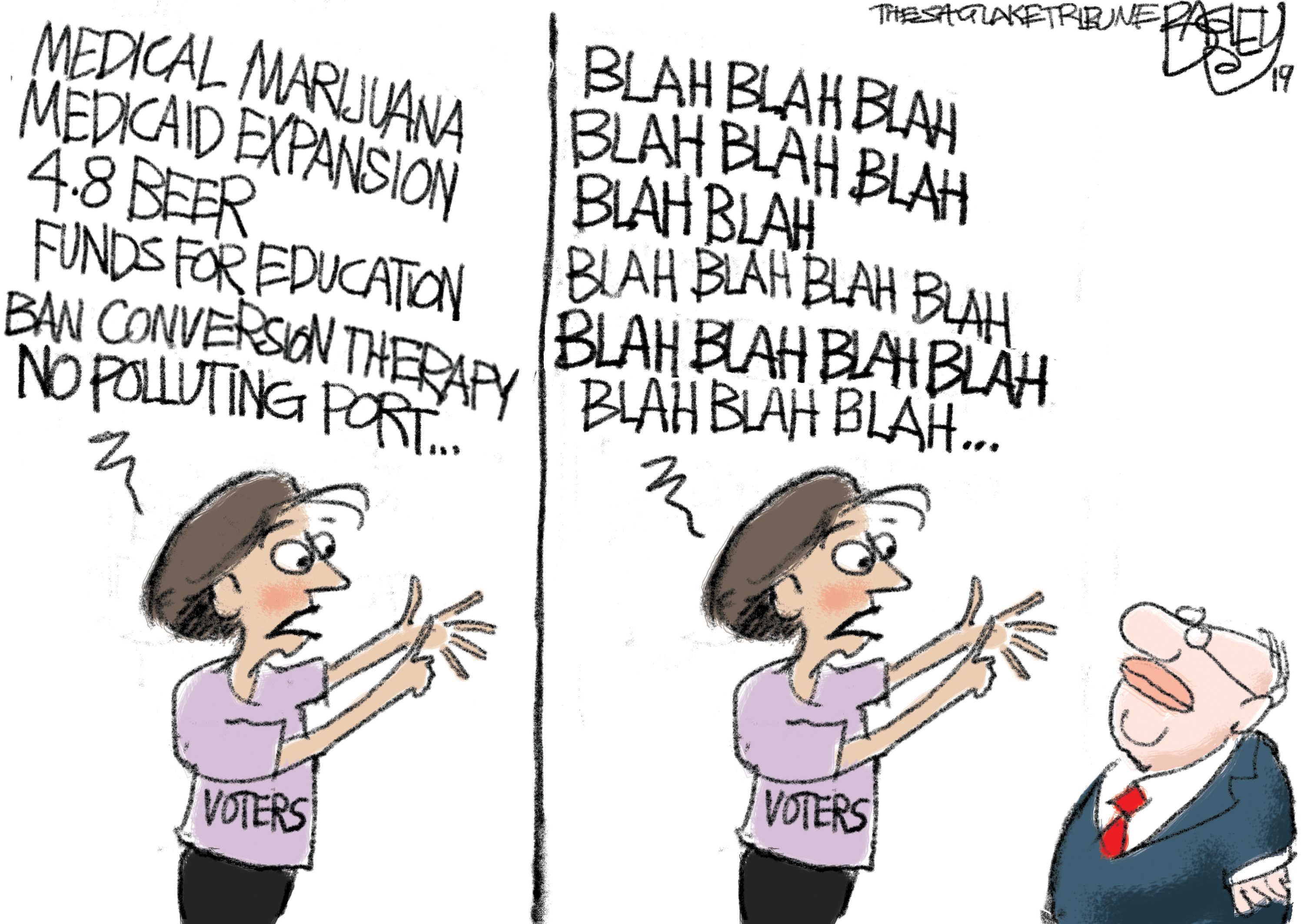 This Pat Bagley cartoon appears in The Salt Lake Tribune on Friday, April 26, 2019.
