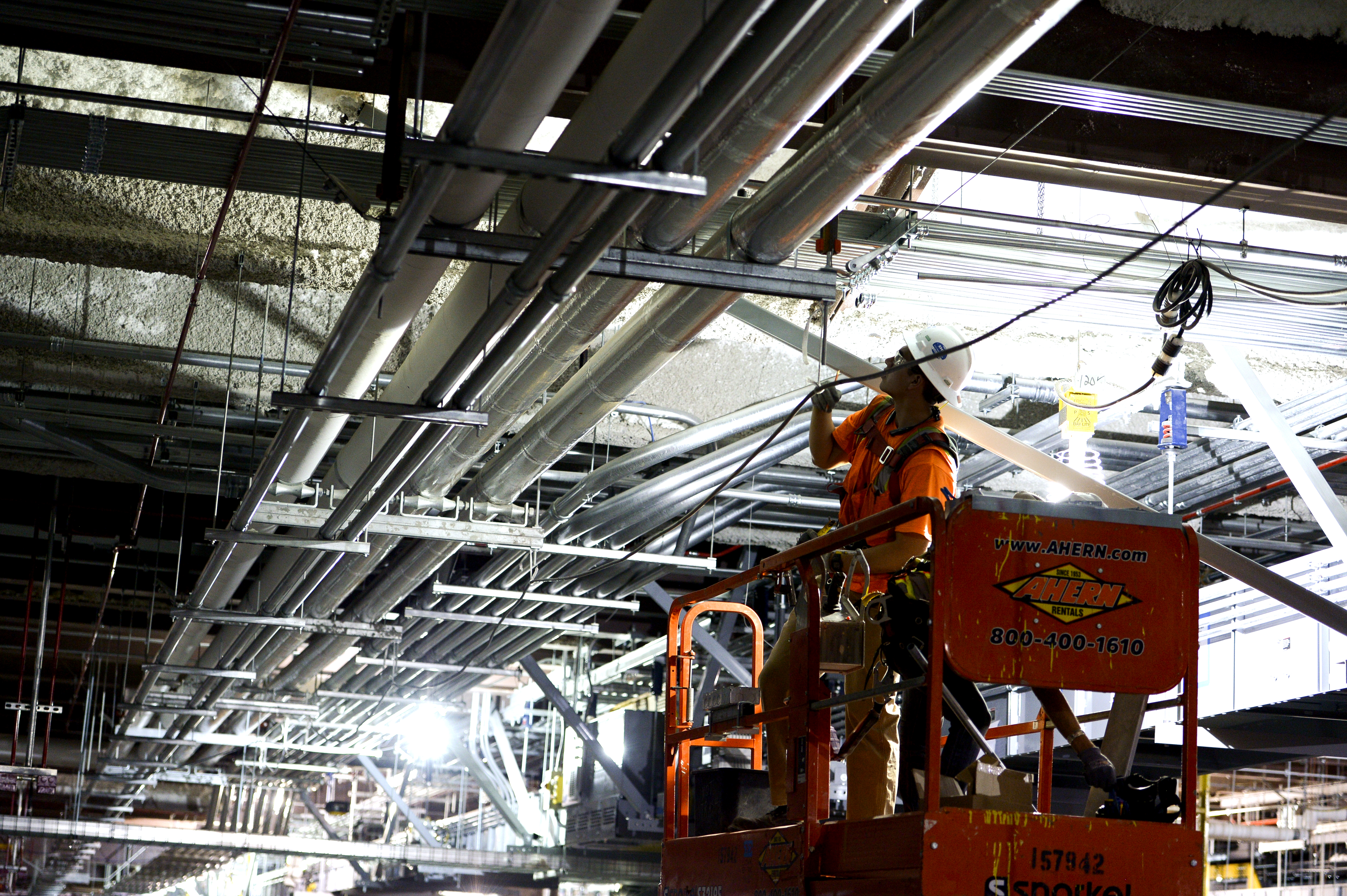 Leah Hogsten | The Salt Lake Tribune Salt Lake City International Airport's first phase construction of the $3.6 billion project is hitting the halfway mark Ñ and large new buildings and elevated roadways are more easily seen. Nearing completion is the new concourse for aircraft gates, an enclosed new terminal, the steel skeleton of a new ÒgatewayÓ building, a new five-story parking garage and elevated roadways. 