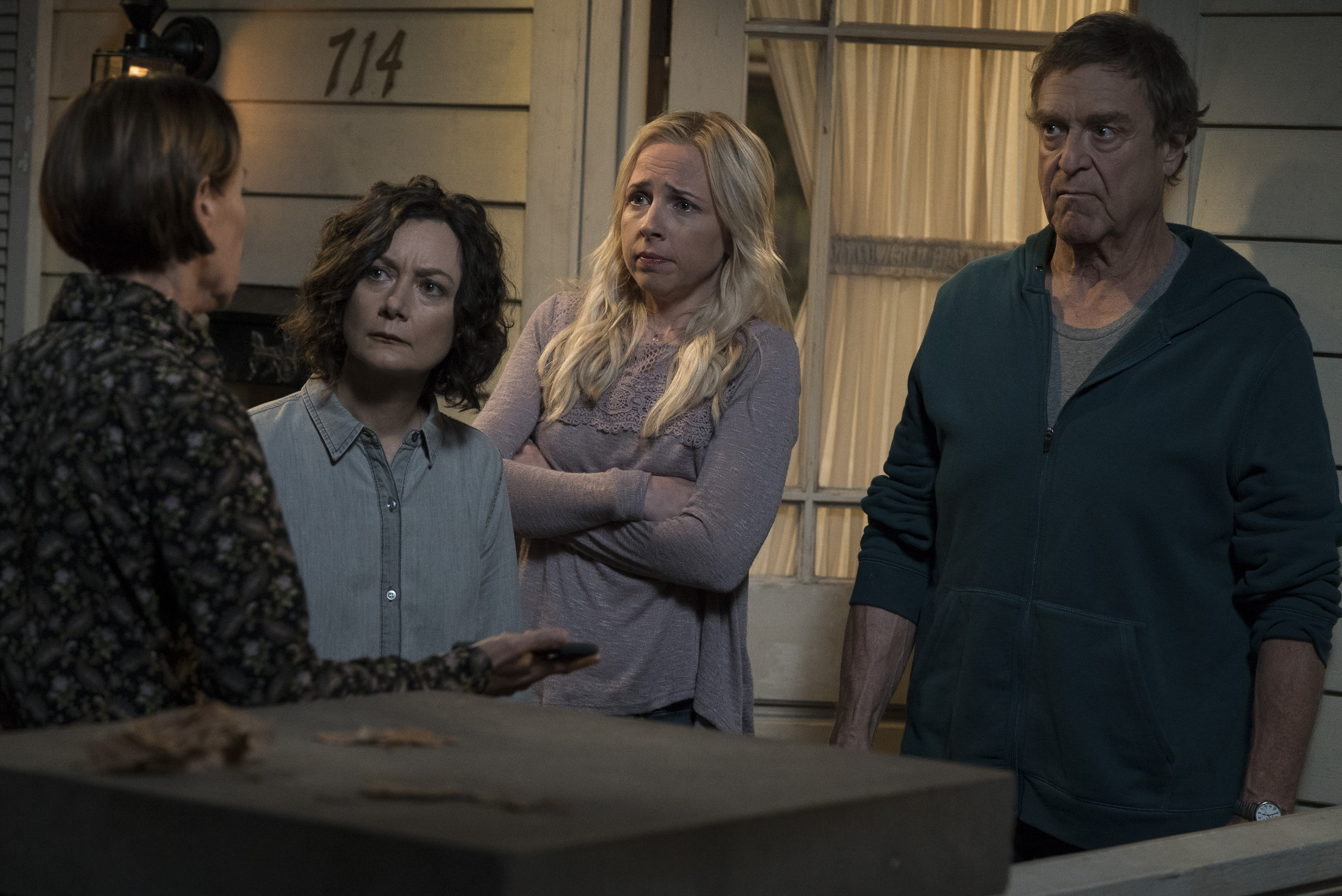 (Photo courtesy Eric McCandless/ABC) Laurie Metcalf, Sara Gilbert, Lecy Goranson and John Goodman in “The Conners.”