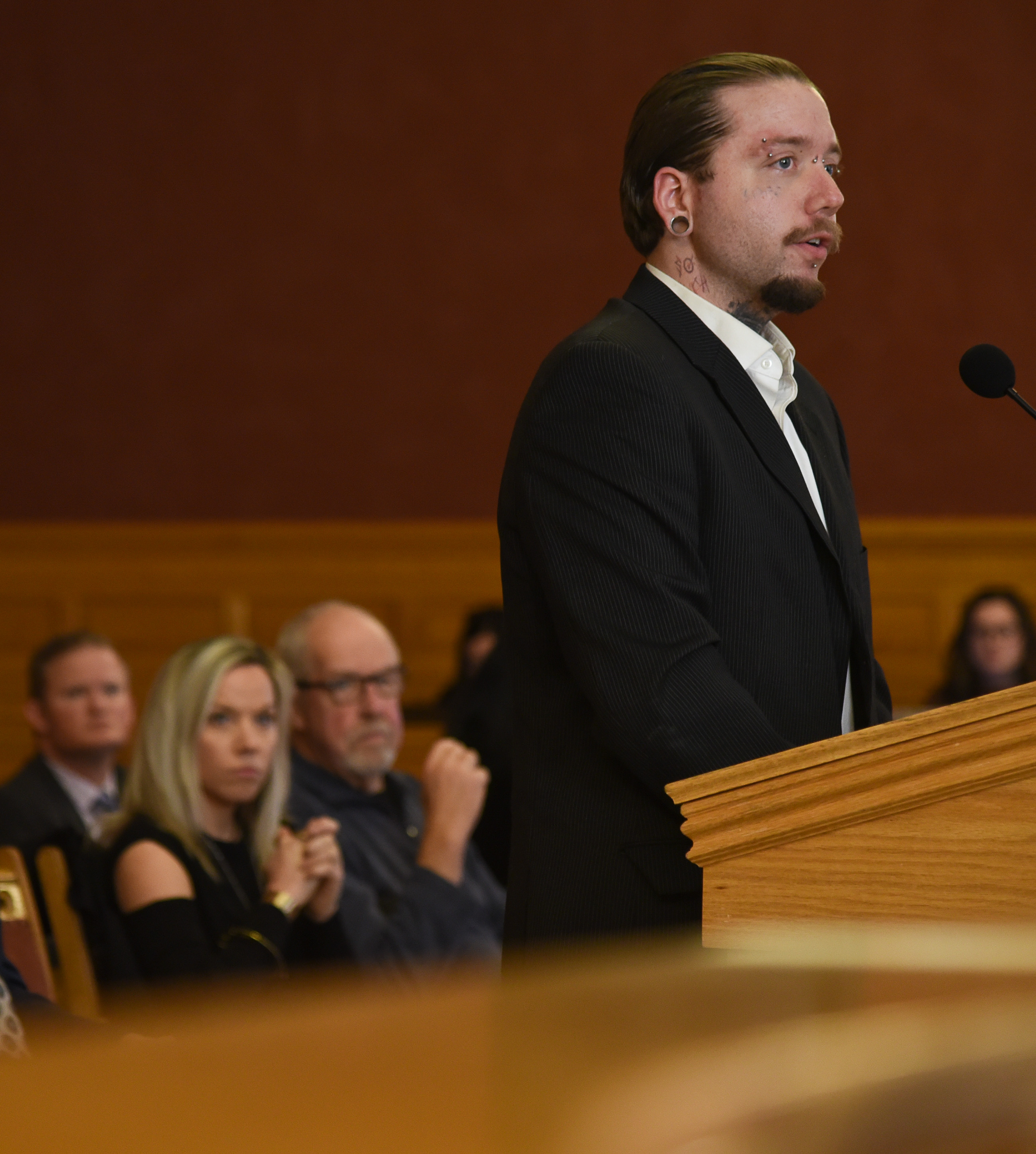 (Francisco Kjolseth | The Salt Lake Tribune) Ryan James Parker who has a personal connection to the homeless population goes before the Salt Lake City Council as it interviews candidates at its work session meeting on Tuesday, Jan. 22, 2019, to fill a vacancy for District 4 left by former Councilman Derek Kitchen, who is now serving as a state senator. A total of 22 had applied, two dropped out and two weren't present to speak in council chambers where each candidate was given 5 minutes to speak and promote why they would be the best choice for the position. 
