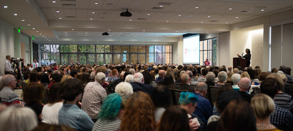 (Trent Nelson | The Salt Lake Tribune) Anita Hill speaks at the University of Utah in Salt Lake City, Wednesday Sept. 26, 2018.