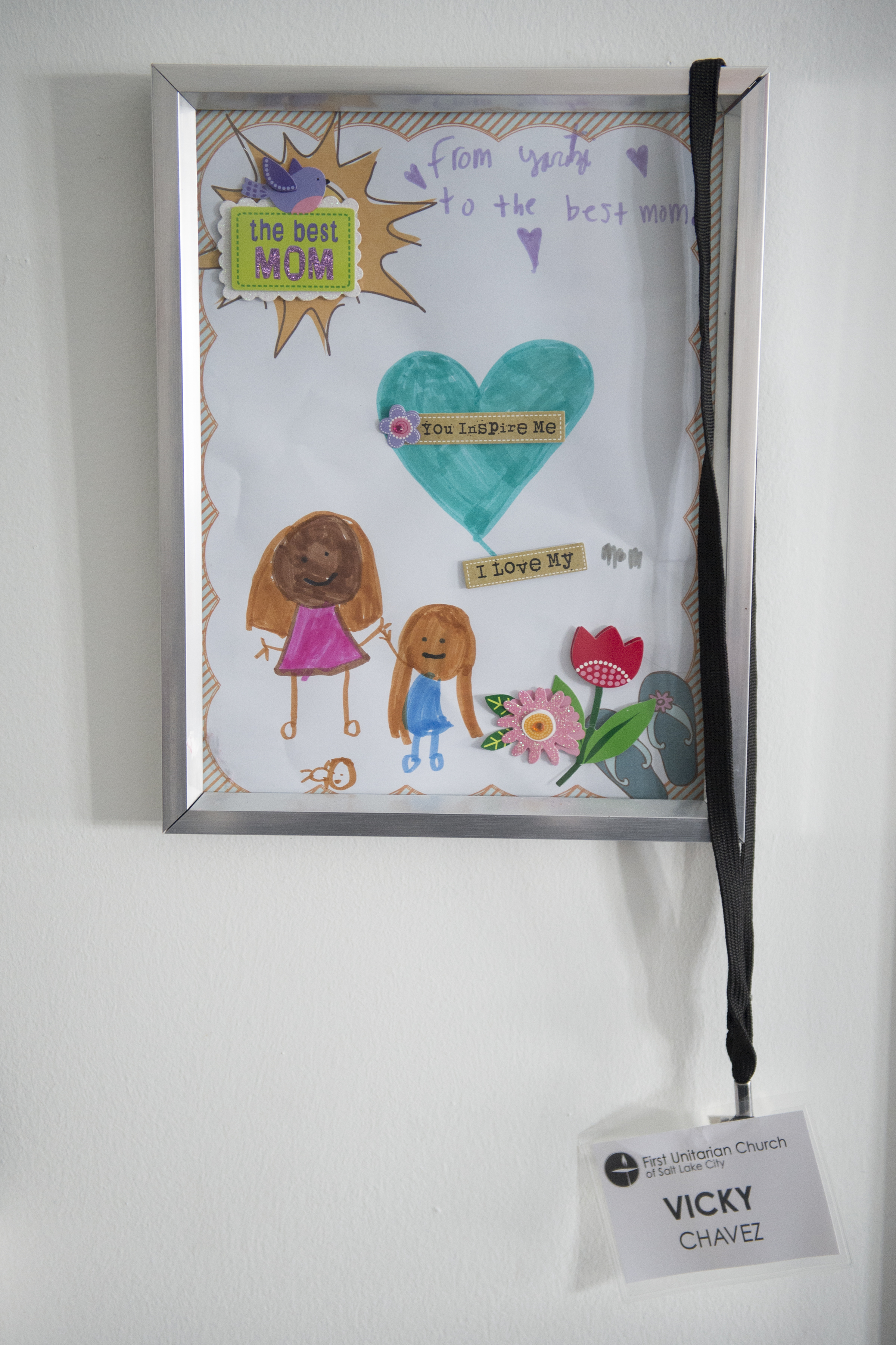 (Jeremy Harmon | The Salt Lake Tribune) Seven-year-old Yaretzi drew this picture for her mother Vicky Chavez. The family has been living at the First Unitarian Church on 1300 East in Salt Lake City on Dec. 14, 2018.