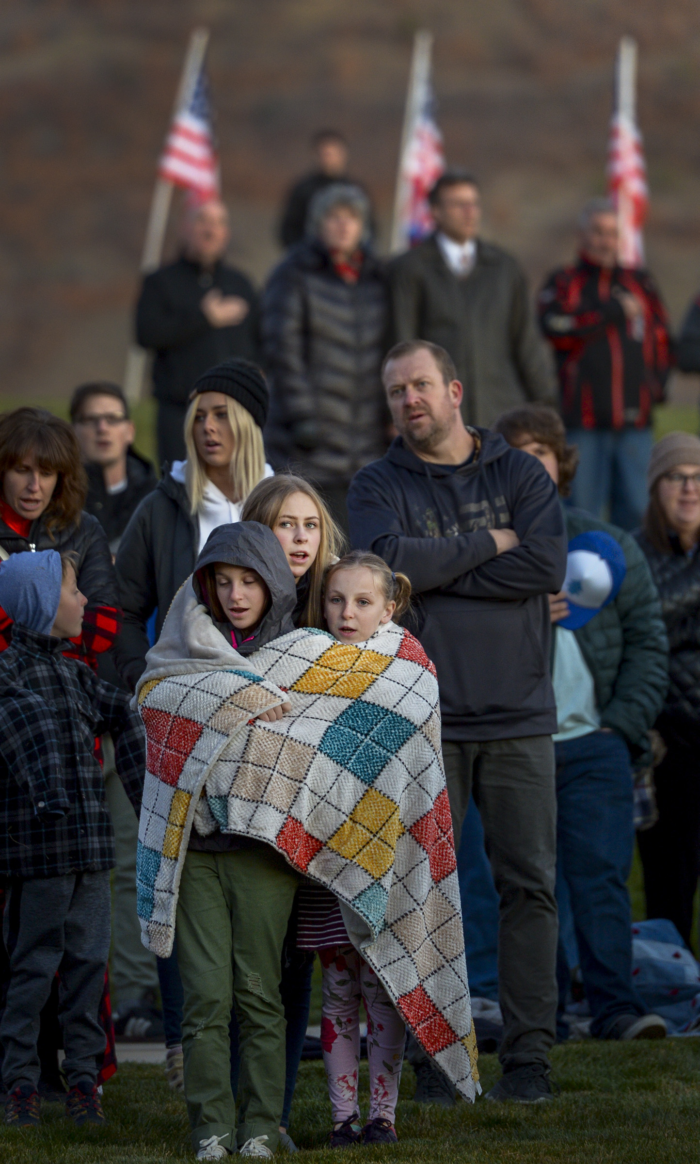 Leah Hogsten | The Salt Lake Tribune Veterans, family members of active and retired military and patriotic supporters celebrated Veteran's Day at the Barker Park amphitheater in North Ogden with a memorial for North Ogden's hometown hero Army Major Brent Russell Taylor, who was killed in action on November 3, 2018, while training an Afghan Army commando battalion in Afghanistan. 