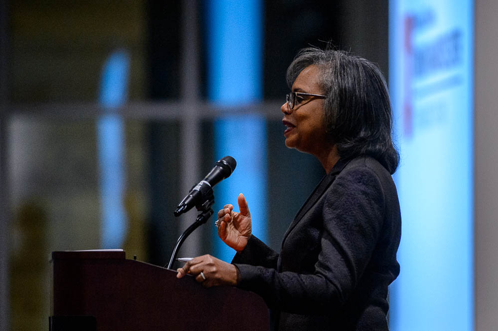 (Trent Nelson | The Salt Lake Tribune) Anita Hill speaks at the University of Utah in Salt Lake City, Wednesday Sept. 26, 2018.