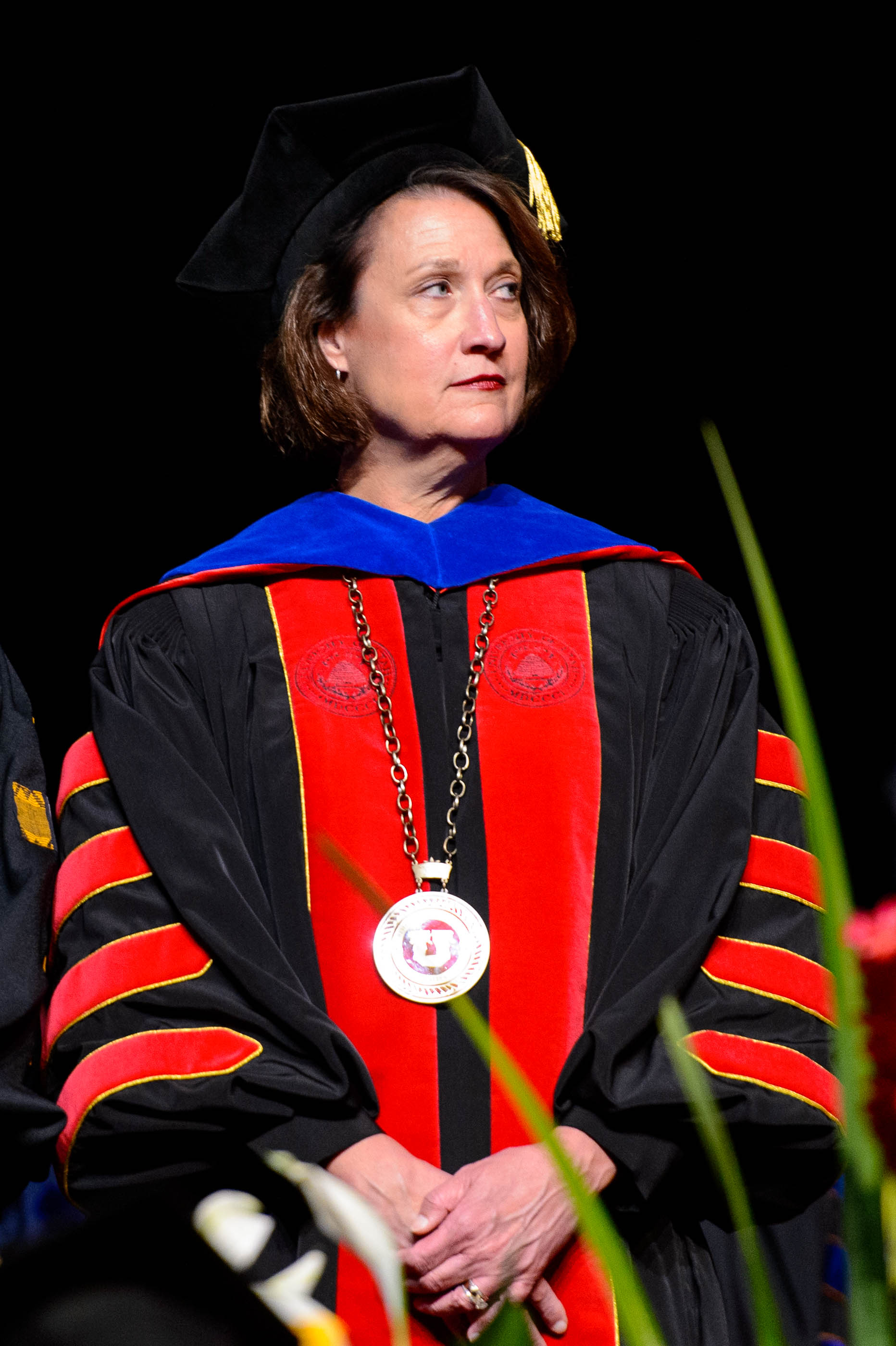 (Trent Nelson | The Salt Lake Tribune) University of Utah President Ruth Watkins at the school's commencement ceremony, in Salt Lake City on Thursday May 2, 2019.