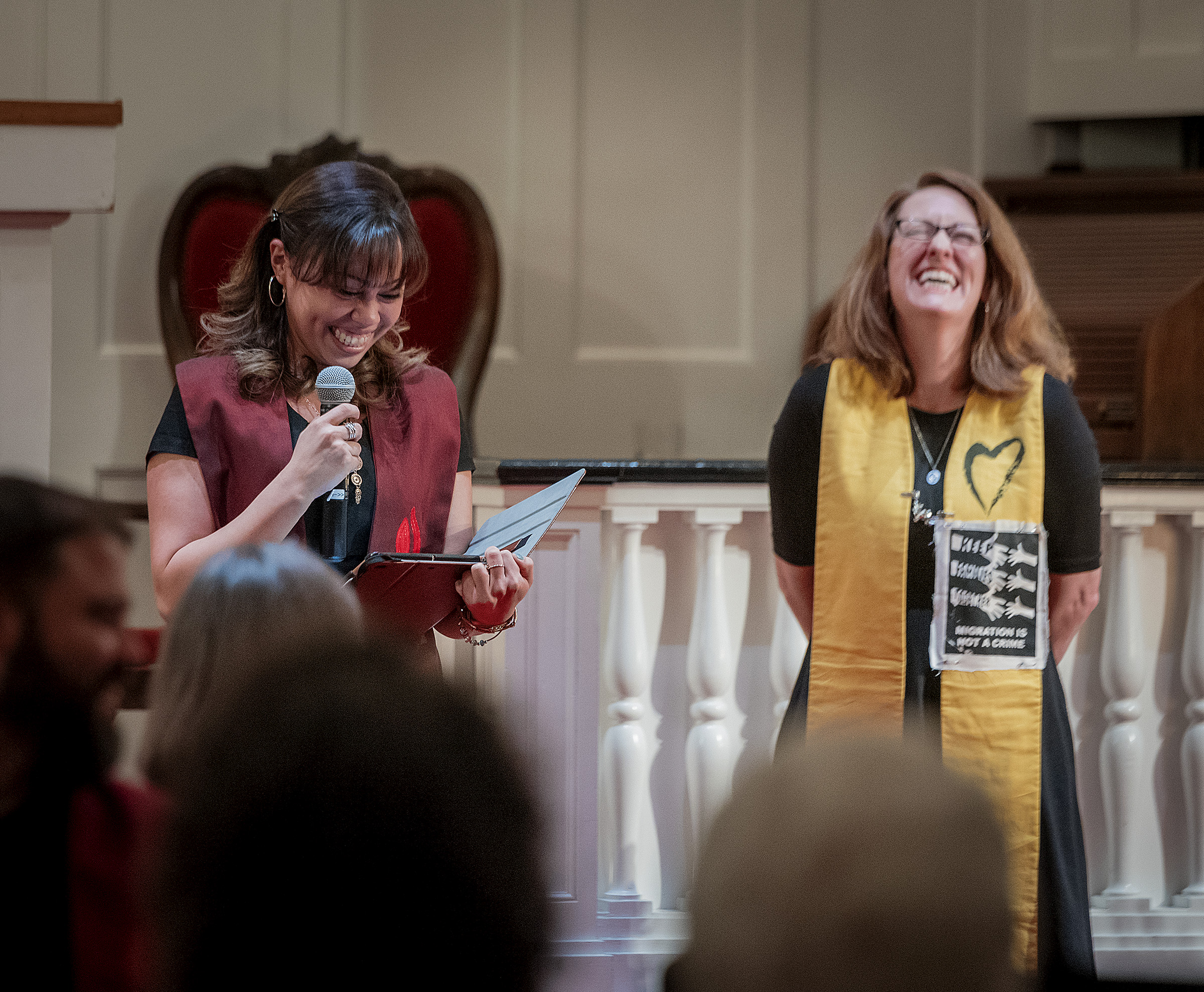 Michael Mangum | Special to the Tribune In light spirit, Vicky Chavez speaks to the congregation during a vigil held at First Unitarian Church in Salt Lake City, UT on Wednesday, January 30th, 2019. The vigil marked the one-year anniversary of when Chavez came to the church with her children seeking sanctuary from deportation.