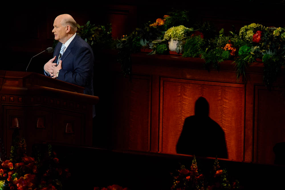 (Trent Nelson | The Salt Lake Tribune) Elder Dale G. Renlund speaks during the morning session of the189th Annual General Conference of The Church of Jesus Christ of Latter-day Saints in Salt Lake City on Sunday April 7, 2019.