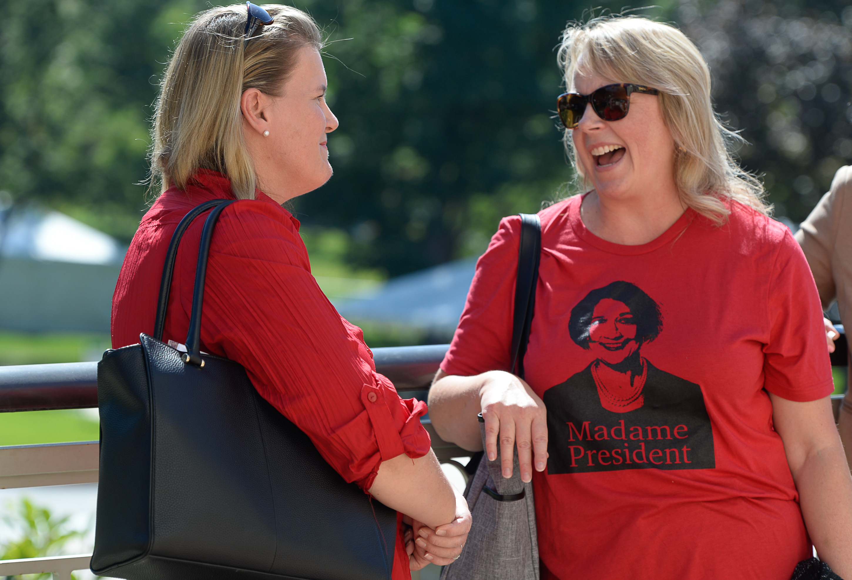 (Francisco Kjolseth | The Salt Lake Tribune) Jill Stephenson, right, an academic advisor with the University of Utah, shows her support for Ruth Watkins before she was inaugurated as the University of Utah's 16th president, and first female, at Kingsbury Hall on Friday, Sept. 21, 2018.