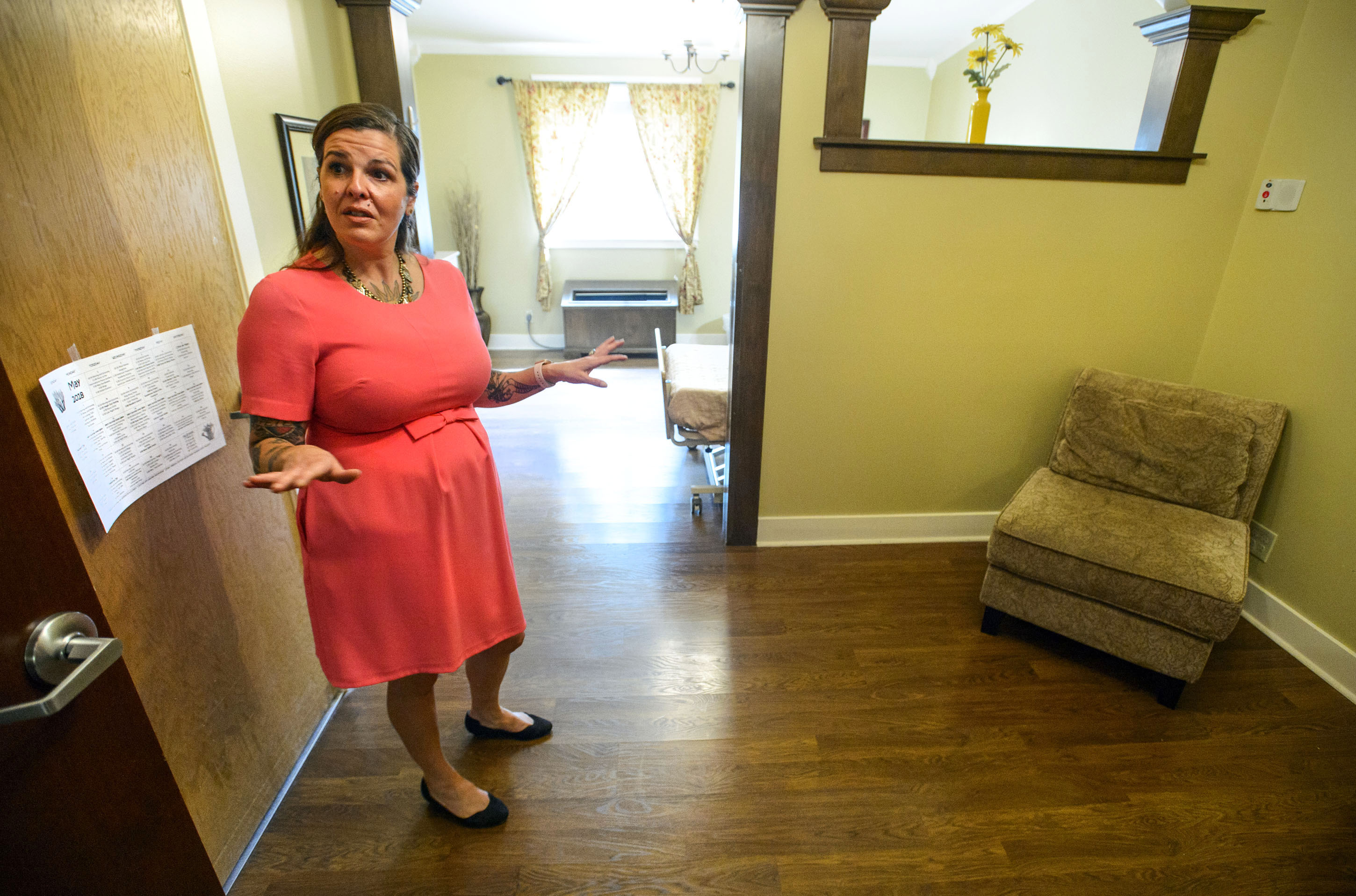 (Steve Griffin | The Salt Lake Tribune) Matilda Lindgren, program director for the INN Between, a hospice for the homeless in Salt Lake City, shows one of the rooms at the facility's new home, an existing assisted living facility at 1216 E. 1300 South in Salt Lake City, on Thursday, May 3, 2018.