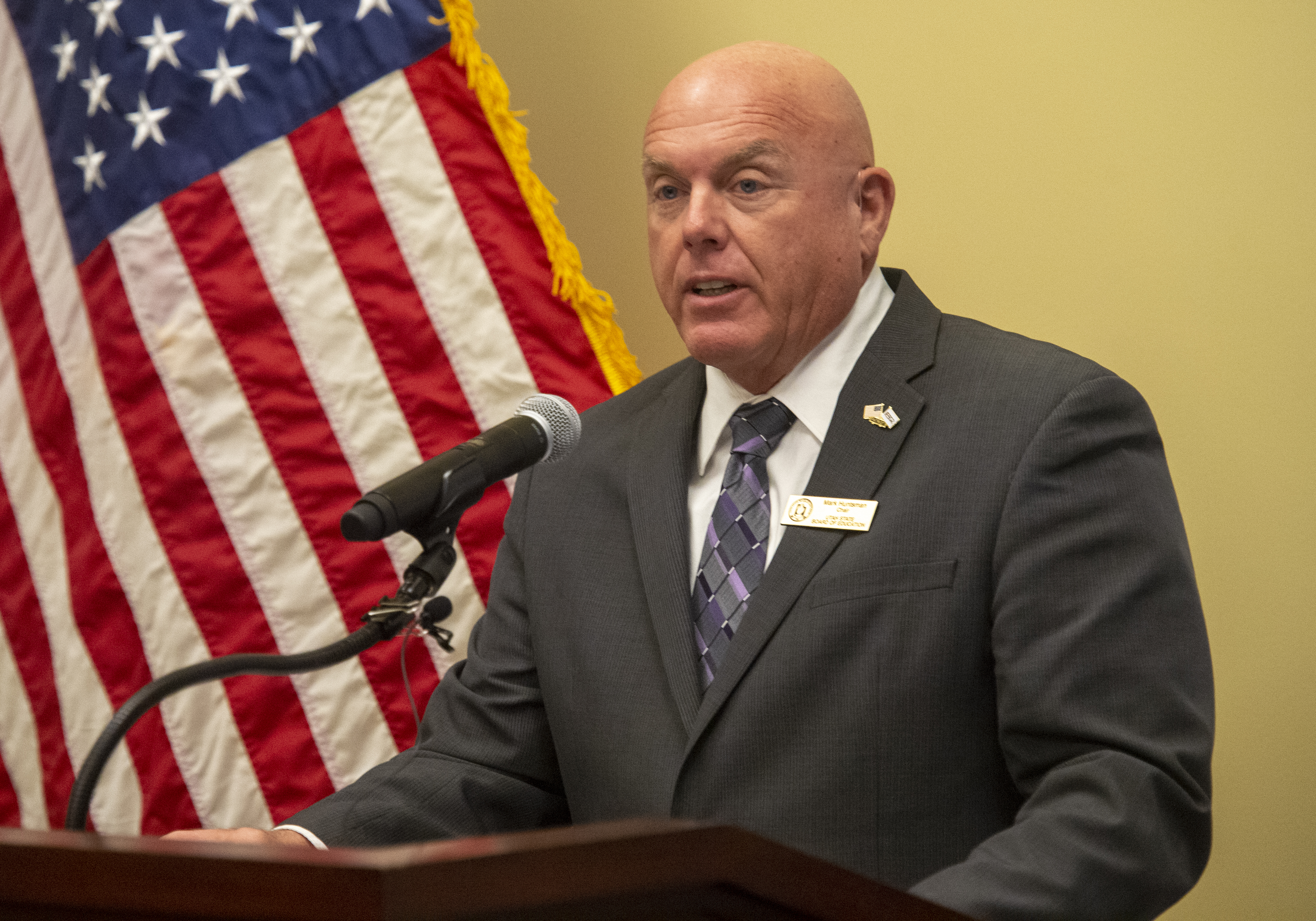 (Rick Egan | The Salt Lake Tribune) Utah State Board of Education Chair Mark Huntsman speaks at a news conference at the Capitol, as the Utah State Board of Education presented it's legislative priorities. Monday, Jan. 28, 2019. 