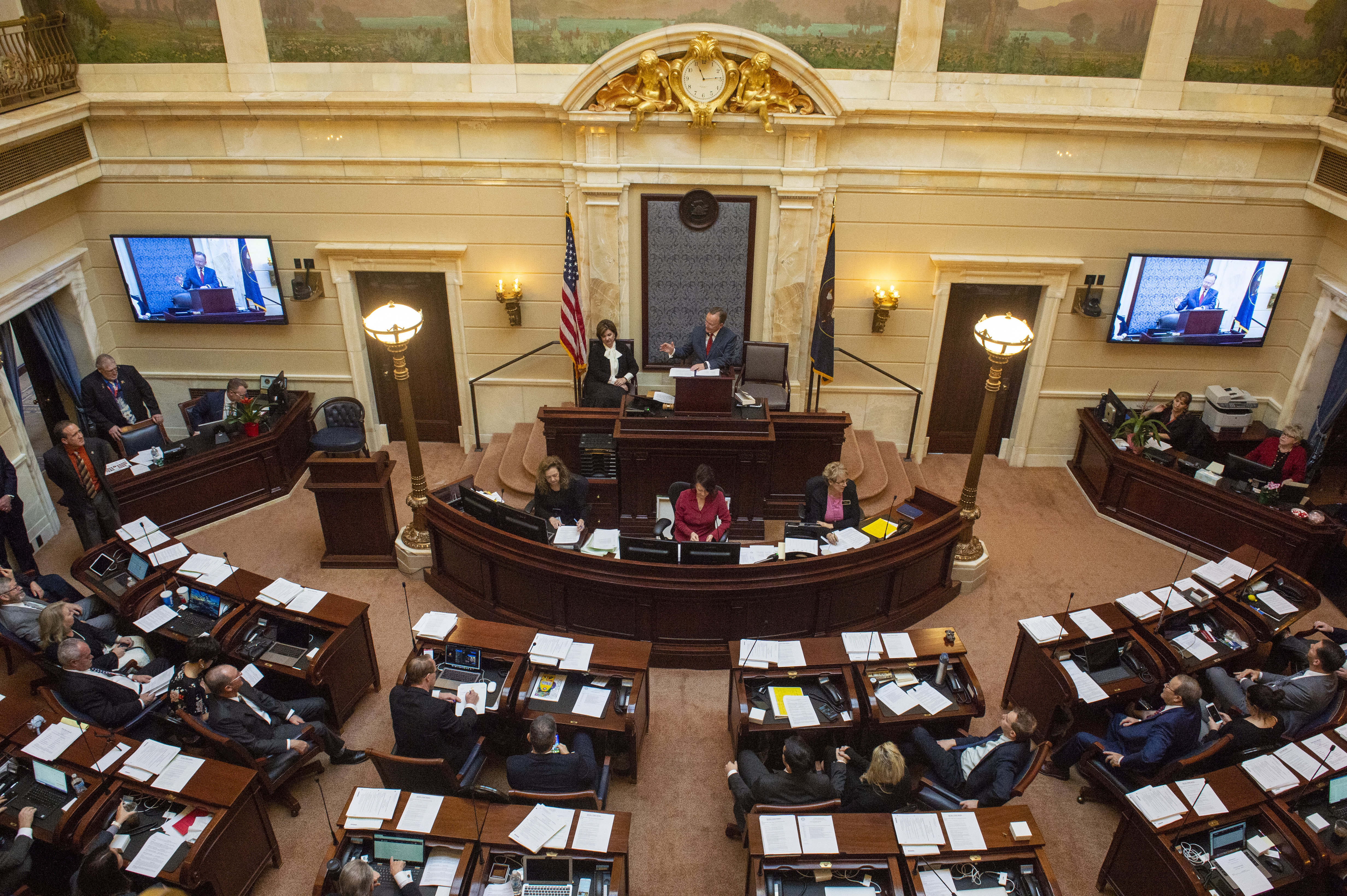 (Rick Egan | The Salt Lake Tribune) New Senate President Stuart Adams conducts business in the Utah State Senate on the first day of the 2019 legislative session at the Utah State Capitol, Monday, Jan. 28, 2019. 