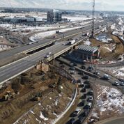 (Photo courtesy of Utah Department of Transportation) Aerial photo of construction at interchange of Interstate 15 and State Road 92 in Lehi.