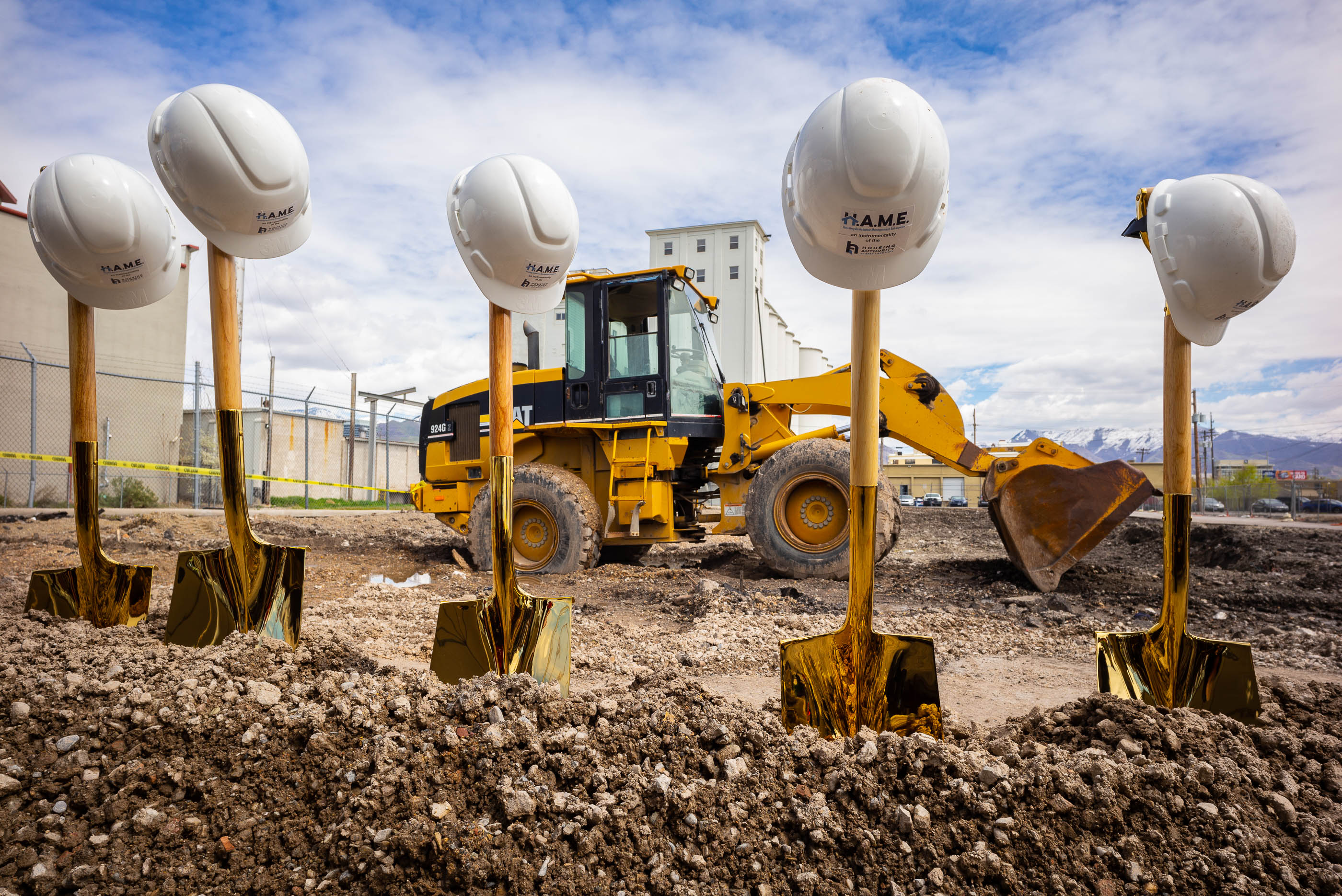 (Trent Nelson | The Salt Lake Tribune) The groundbreaking ceremony for Pamela's Place Apartments in Salt Lake City on Wednesday April 17, 2019. The development, named after Pamela Atkinson, a Utah-based humanitarian and advocate for people experiencing homelessness, will serve as a 100-unit permanent supportive housing complex by combining affordable housing assistance with voluntary support services to address the needs of chronically homeless people.