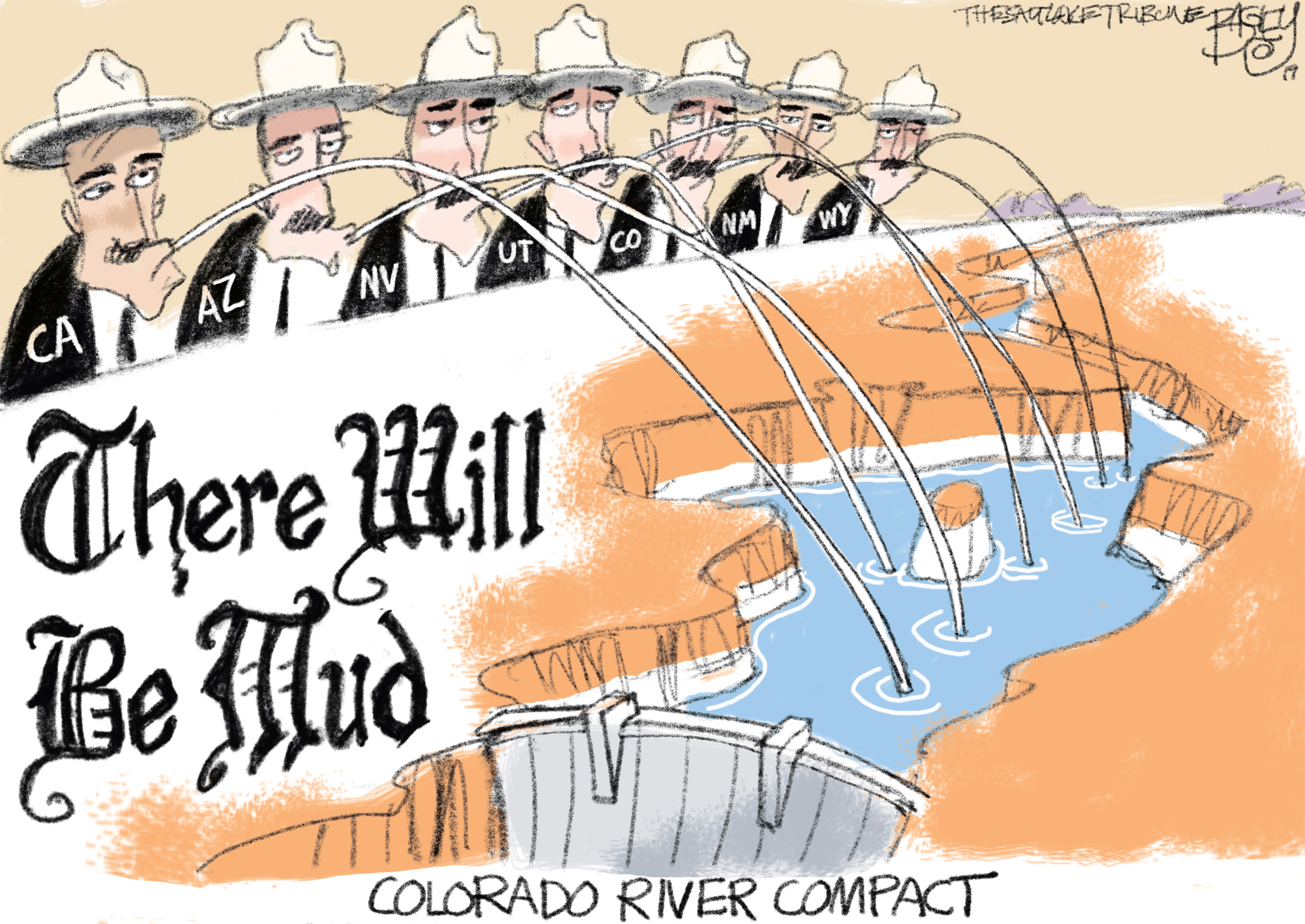 (Pat Bagley | The Salt Lake Tribune) This cartoon by Pat Bagley titled "Colorado River Compact" appears in The Salt Lake Tribune on Wednesday, Jan. 23, 2019.