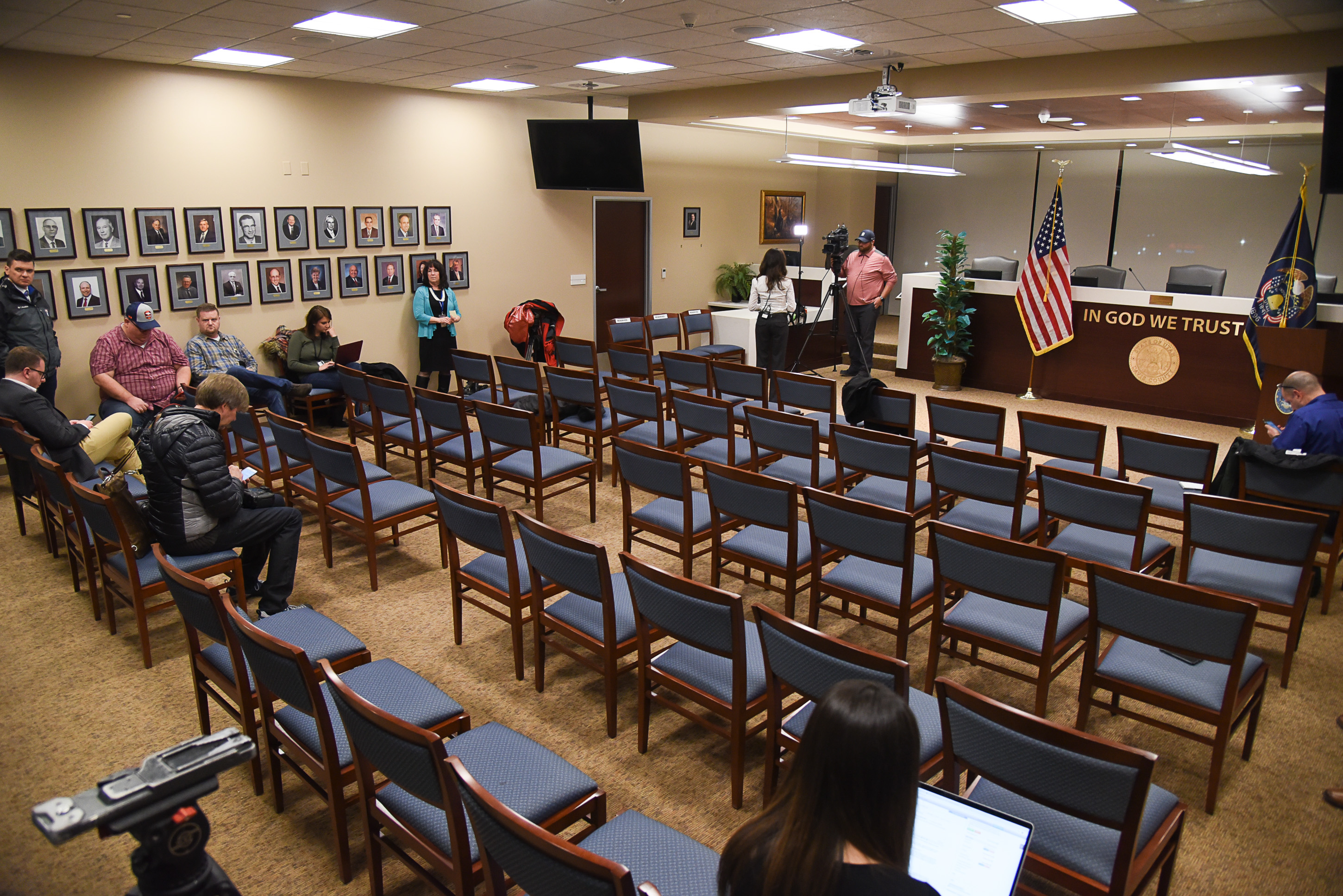 (Francisco Kjolseth | The Salt Lake Tribune) U.S. Senator Mitt Romney gets ready to hold a town hall meeting in the Davis County Commissioner Chambers, Tuesday, January 22, 2019, to hear from local residents.
