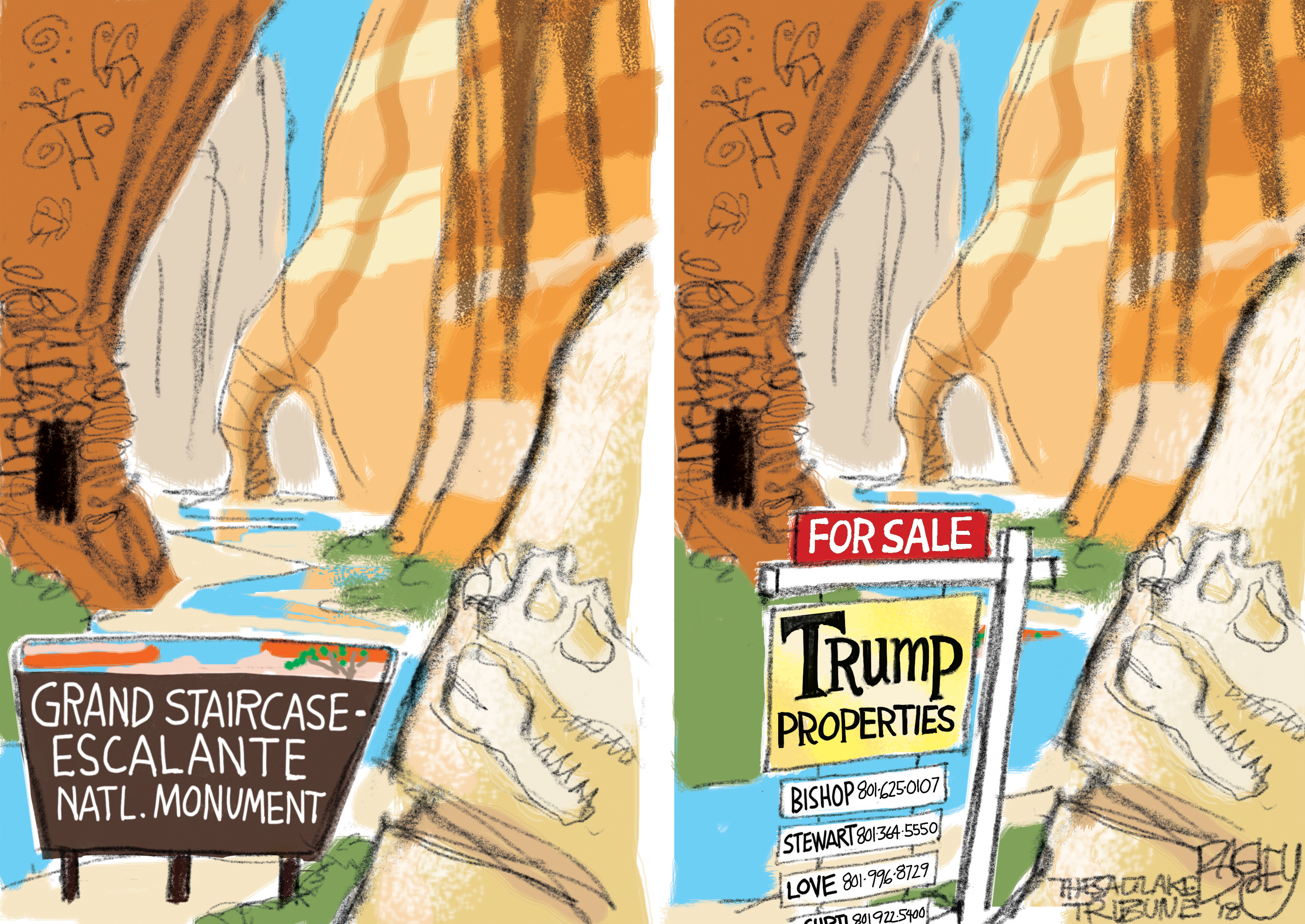 This Pat Bagley cartoon, "This Land Is Trump's Land," appears in The Salt Lake Tribune on Sunday, Aug. 19, 2018.