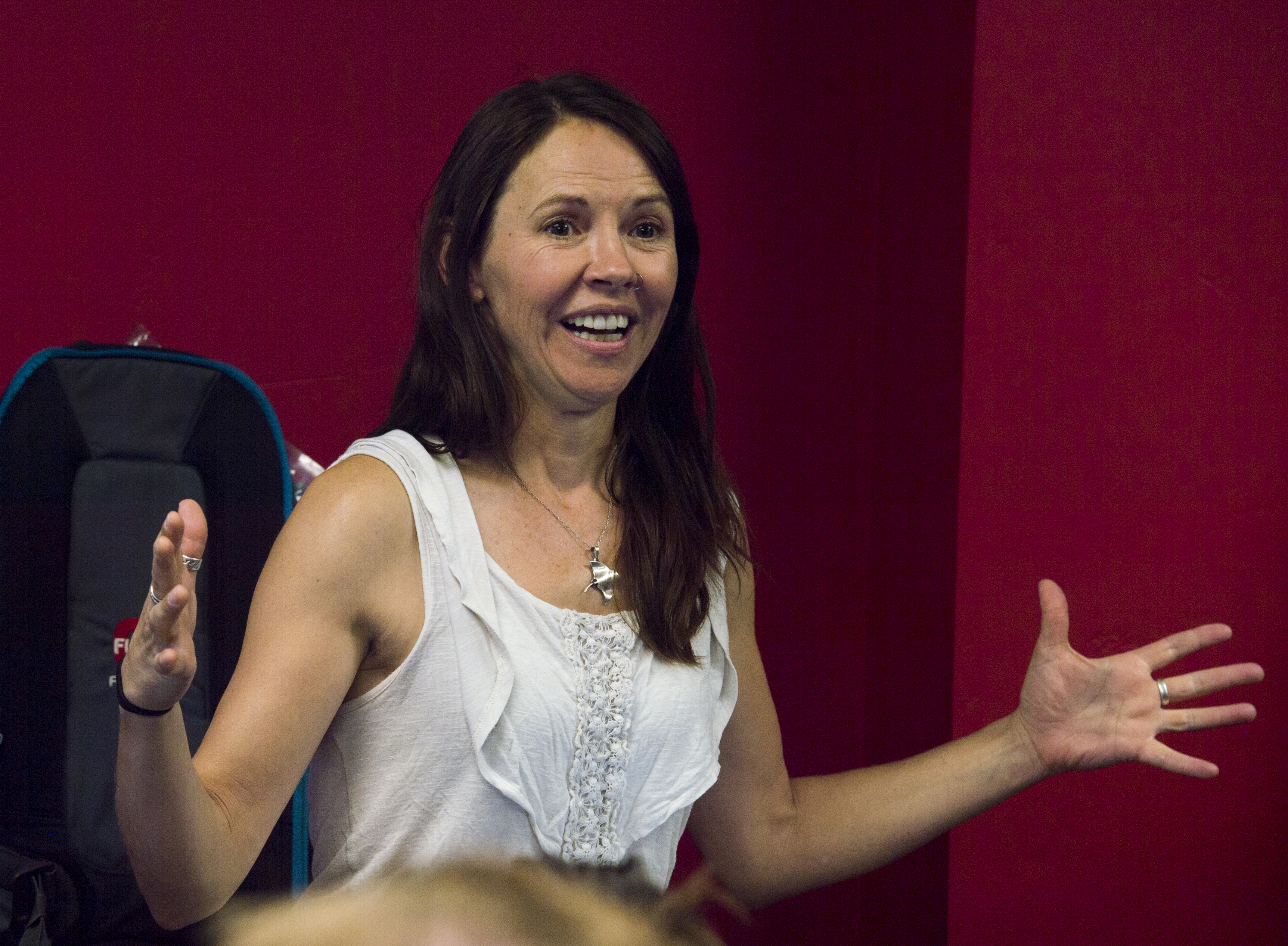 (Rick Egan | The Salt Lake Tribune) Nancy Barrickman leads a discussion, during a Salt Lake Democratic Socialists meeting at Mestizo Coffee, Monday, Aug. 27, 2018. 