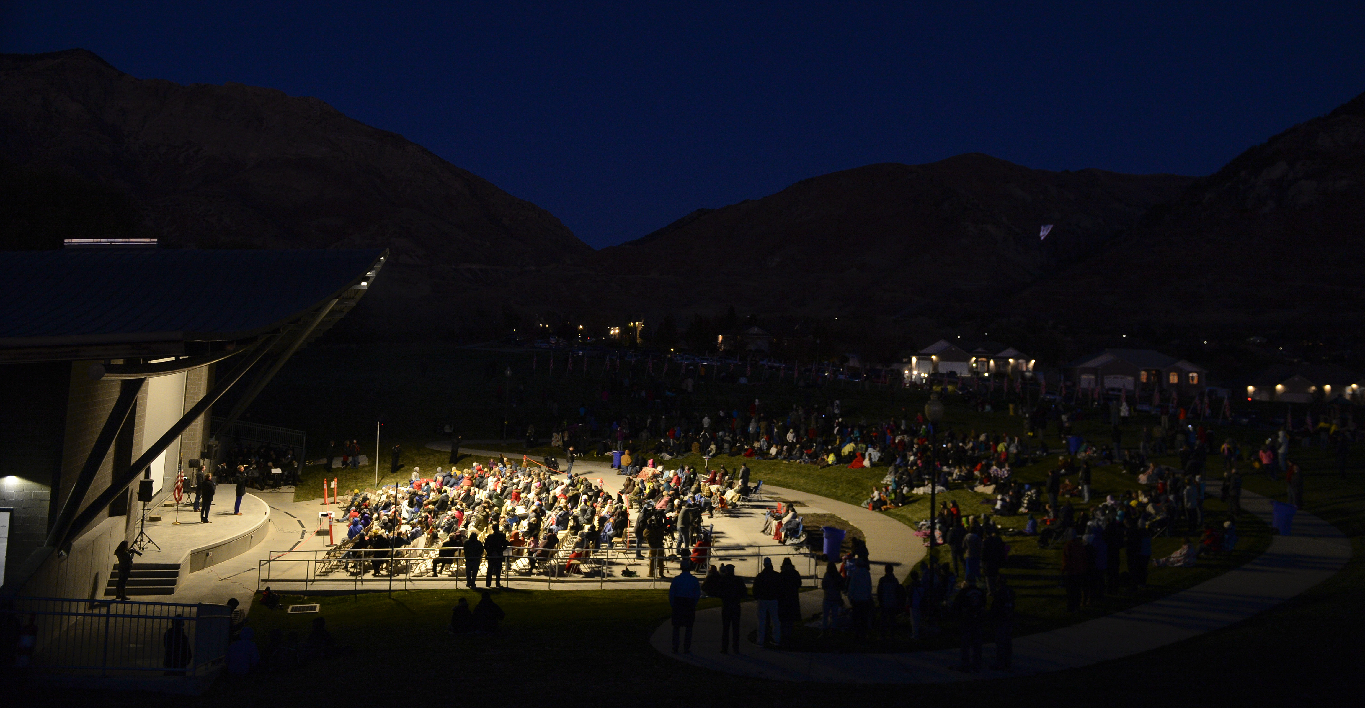 Leah Hogsten | The Salt Lake Tribune Veterans, family members of active and retired military and patriotic supporters celebrated Veteran's Day at the Barker Park amphitheater in North Ogden with a memorial for North Ogden's hometown hero Army Major Brent Russell Taylor, who was killed in action on November 3, 2018, while training an Afghan Army commando battalion in Afghanistan. 