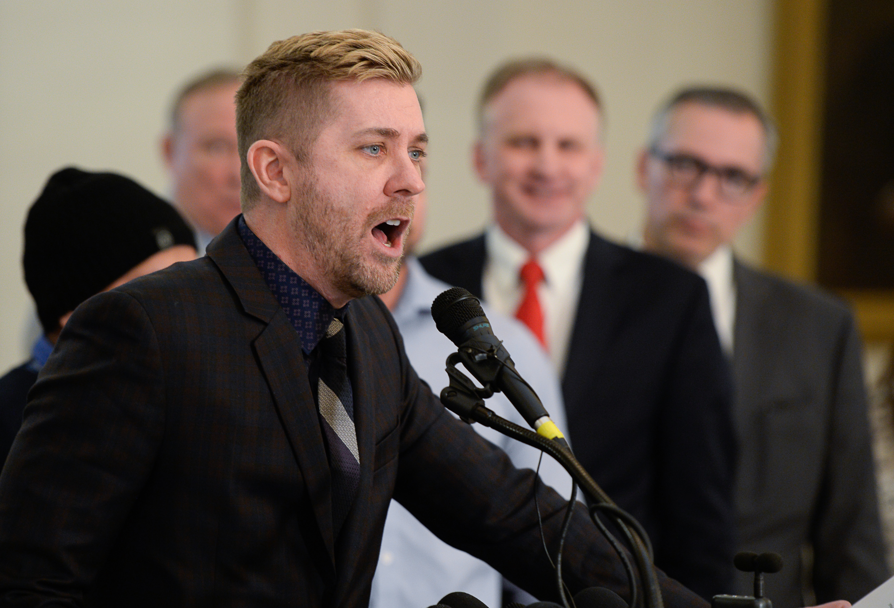 (Francisco Kjolseth | The Salt Lake Tribune) Equality Utah Executive Director Troy Williams talks about legislation being introduced at the Utah Capitol to ban conversion therapy on Thursday, Feb. 21, 2019. 