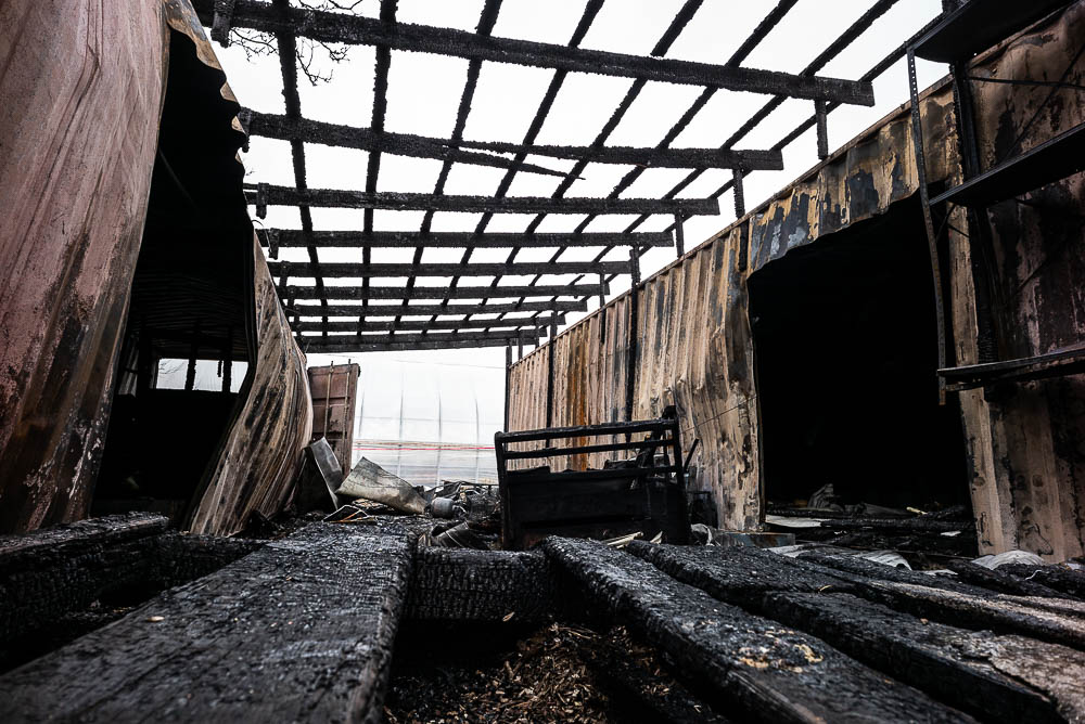(Trent Nelson | The Salt Lake Tribune) Damage from a fire at Wasatch Community Gardens' downtown Salt Lake City location on Tuesday April 2, 2019.