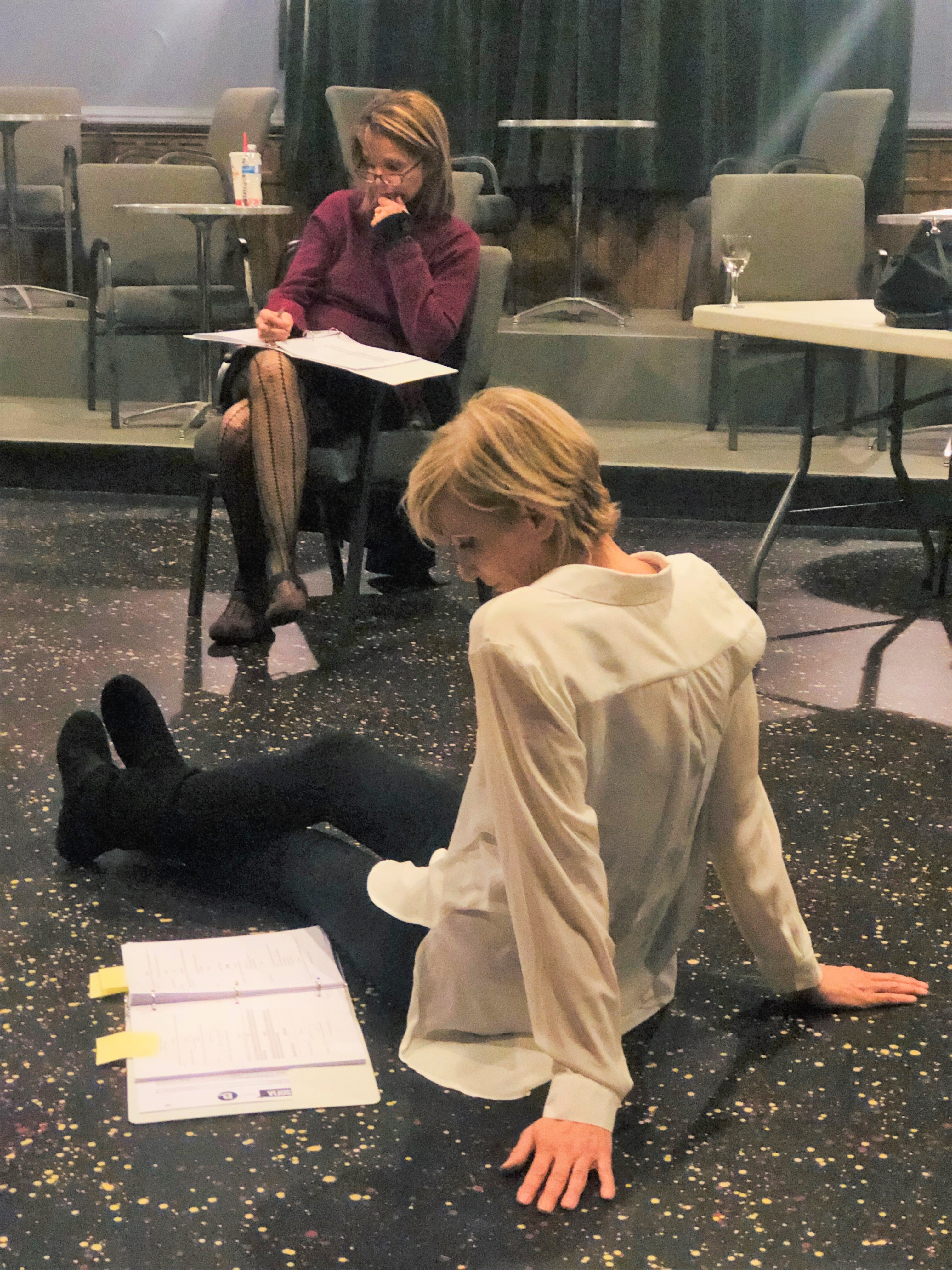 (Photo courtesy Joshua Black/Salt Lake Acting Company) Kathleen Cahill (top) and Cynthia Fleming prepare for a workshop of “Silent Dancer.”