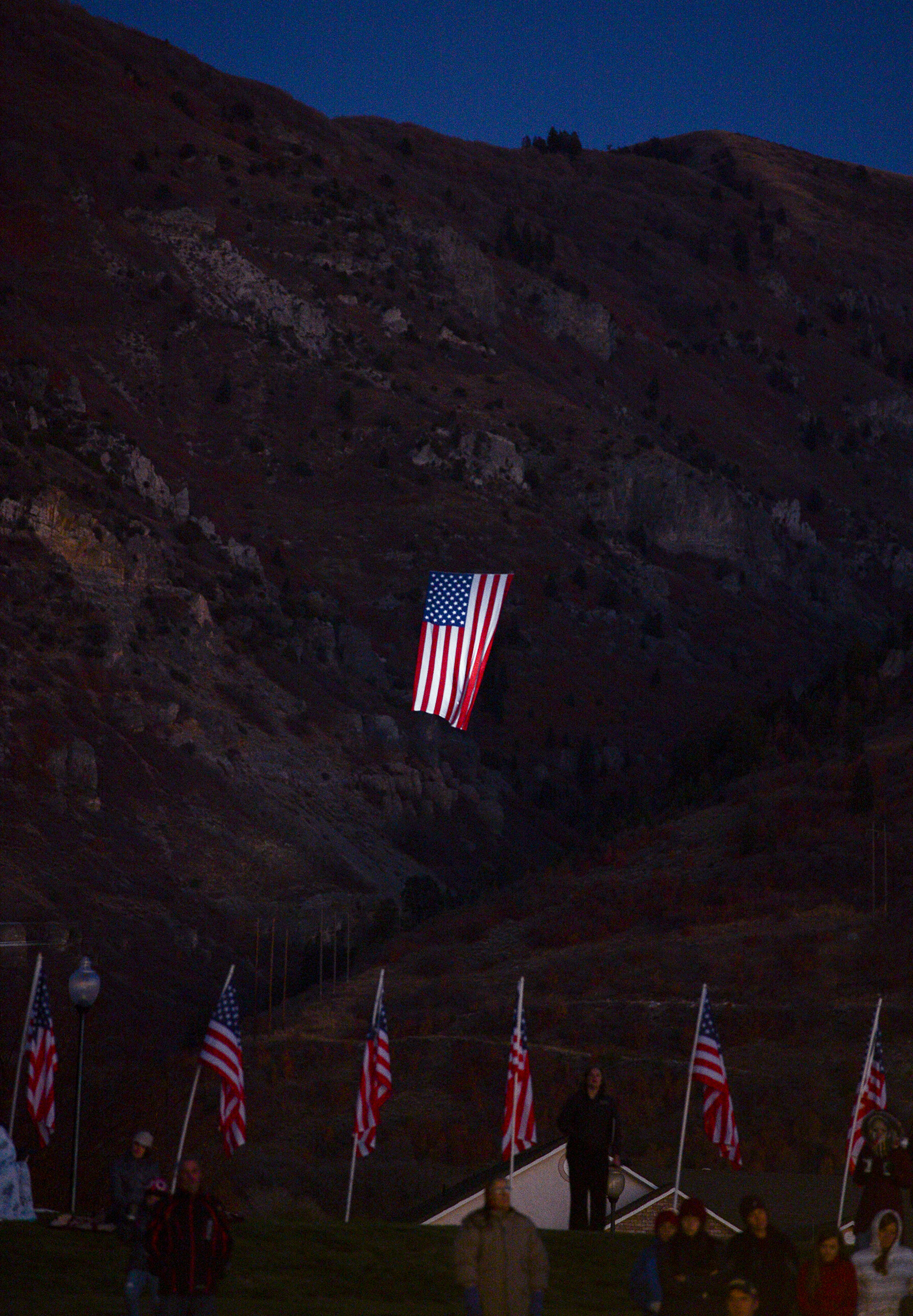 Leah Hogsten | The Salt Lake Tribune Veterans, family members of active and retired military and patriotic supporters celebrated Veteran's Day at the Barker Park amphitheater in North Ogden with a memorial for North Ogden's hometown hero Army Major Brent Russell Taylor, who was killed in action on November 3, 2018, while training an Afghan Army commando battalion in Afghanistan. 