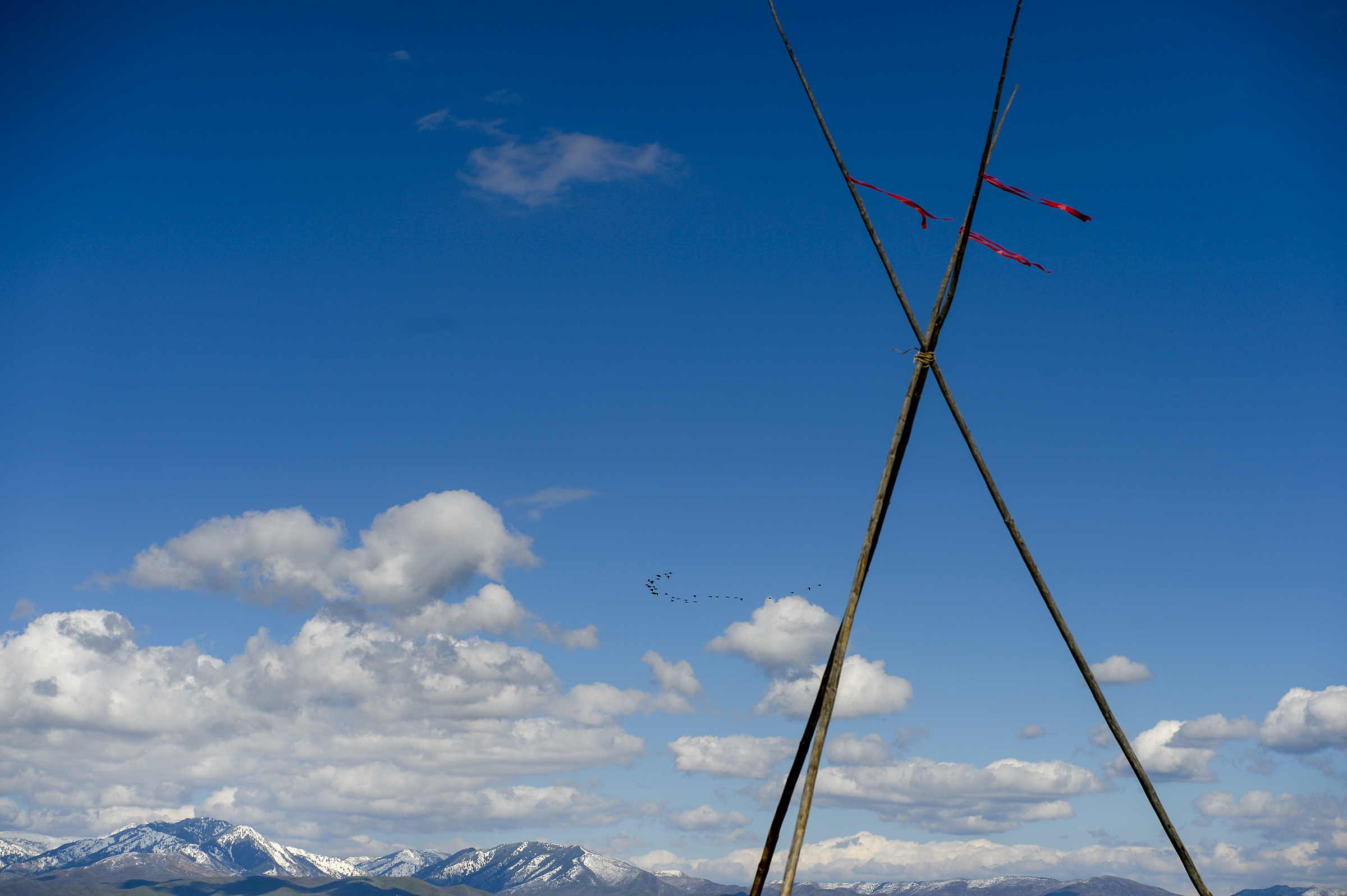 Leah Hogsten | The Salt Lake Tribune The "Stop the Polluting Port" community coalition staged a May Day celebration, calling for respect and awareness of the water, earth and air regarding the 20,000 acres west of Salt Lake City where the inland port industrial site has been proposed. After the ceremony, those in attendance went into the field to pick up trash at the site at 7200 West and I-80.