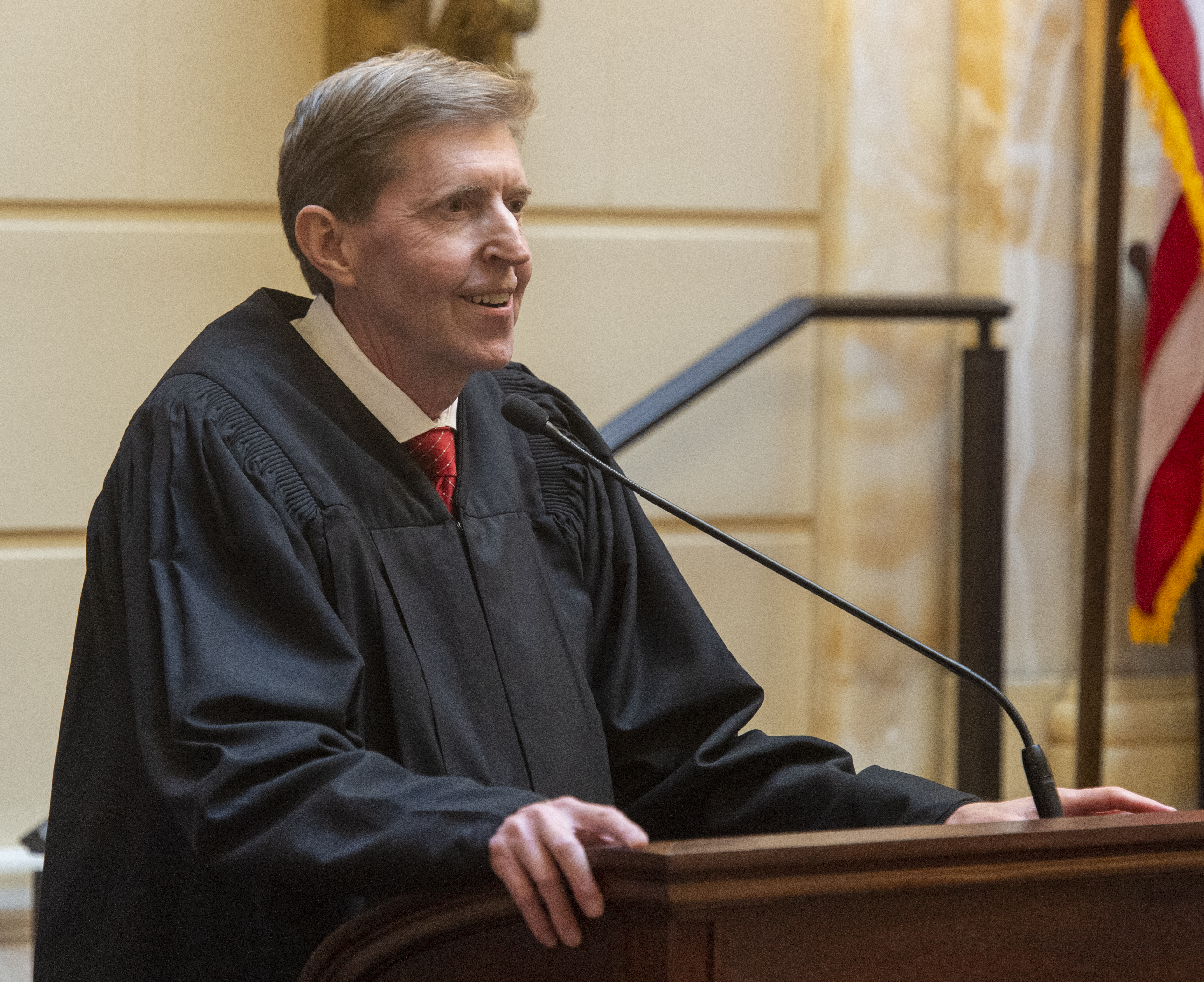 (Rick Egan | The Salt Lake Tribune) Matthew B. Durrant, Chief Justice of the Utah Supreme Court and Chair of the Utah Judicial Council, gives his State of the Judiciary Address in the Senate, Monday, Jan. 28, 2019. 