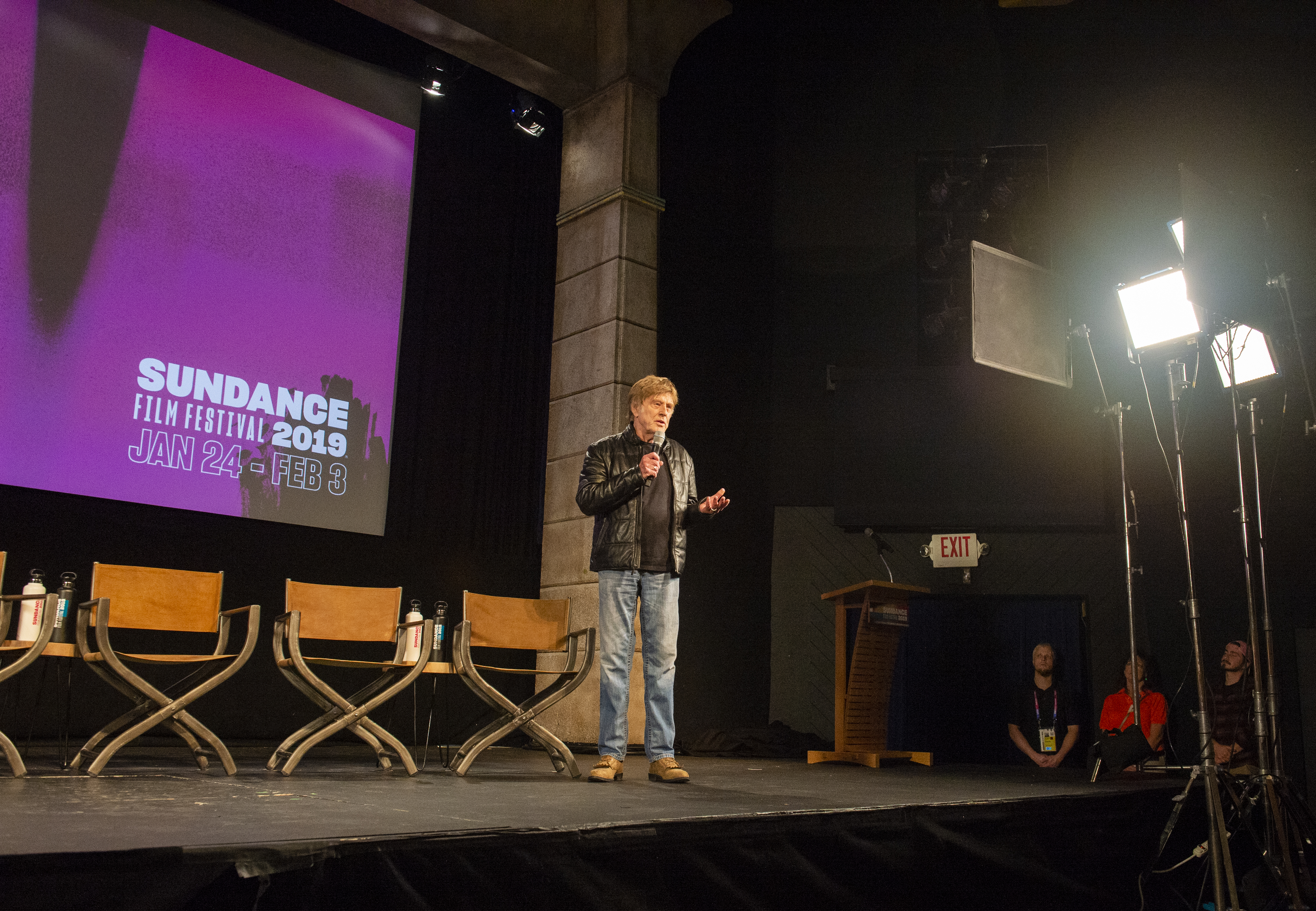 (Rick Egan | The Salt Lake Tribune) Robert Redford says a few words at the opening news conference for the 2019 Sundance Film Festival at the Egyptian Theatre in Park CIty, Thursday, Jan. 24, 2019. 