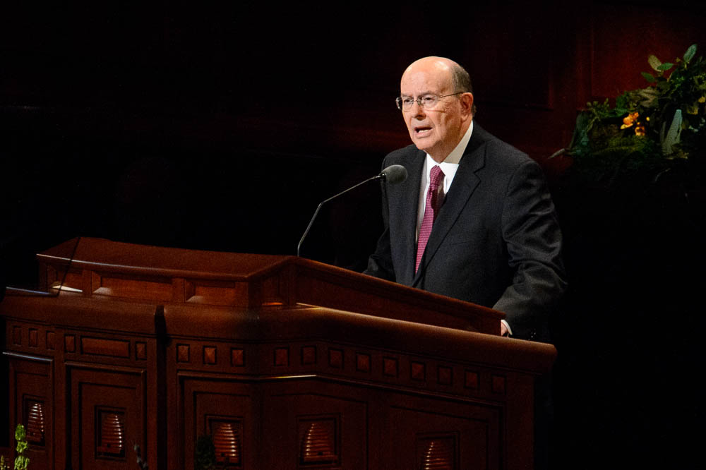 (Trent Nelson | The Salt Lake Tribune) Elder Quentin L. Cook speaks during the morning session of the189th Annual General Conference of The Church of Jesus Christ of Latter-day Saints in Salt Lake City on Sunday April 7, 2019.