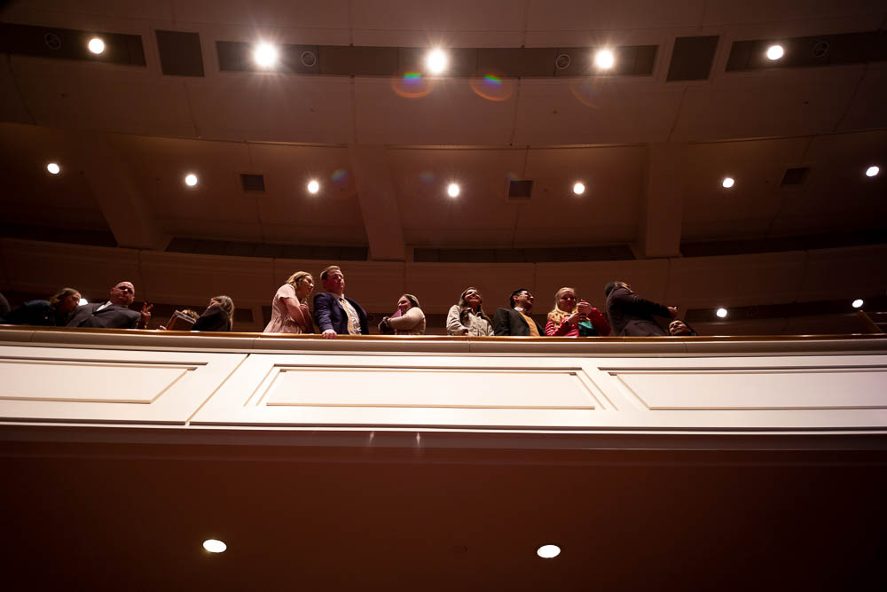 (Trent Nelson | The Salt Lake Tribune) Attendees stand at the end of the morning session of the189th Annual General Conference of The Church of Jesus Christ of Latter-day Saints in Salt Lake City on Sunday April 7, 2019.