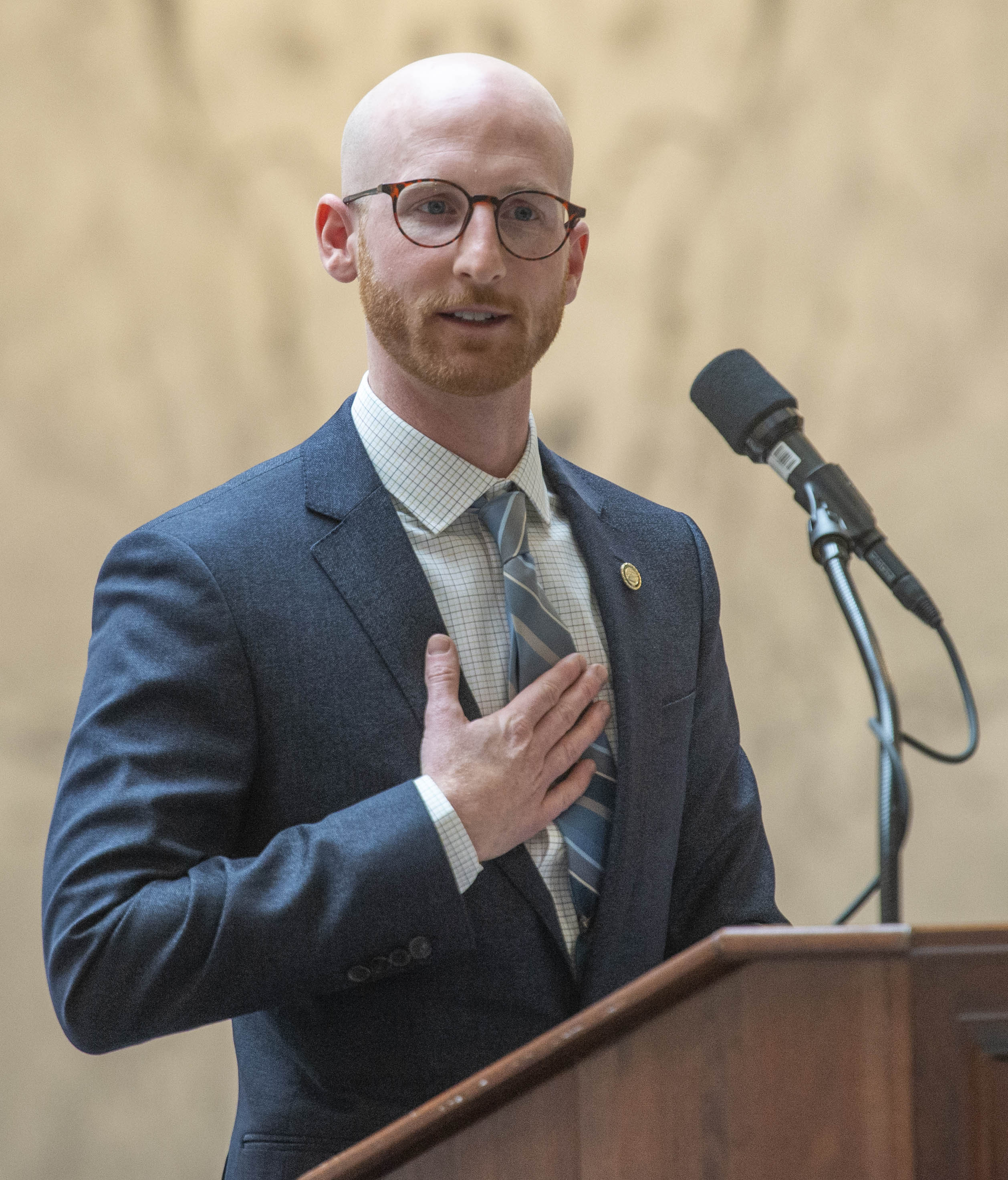 (Rick Egan | The Salt Lake Tribune) Sen. Sen. Derek Kitchen makes a statement, before Gov. Gary R. Herbert signed the new hate crimes bill, at the Utah State Capitol, Tuesday, April 2, 2019. 