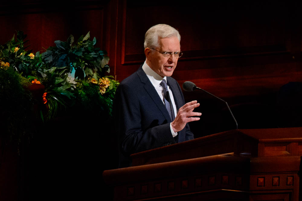 (Trent Nelson | The Salt Lake Tribune) Elder D. Todd Christofferson speaks during the morning session of the189th Annual General Conference of The Church of Jesus Christ of Latter-day Saints in Salt Lake City on Sunday April 7, 2019.
