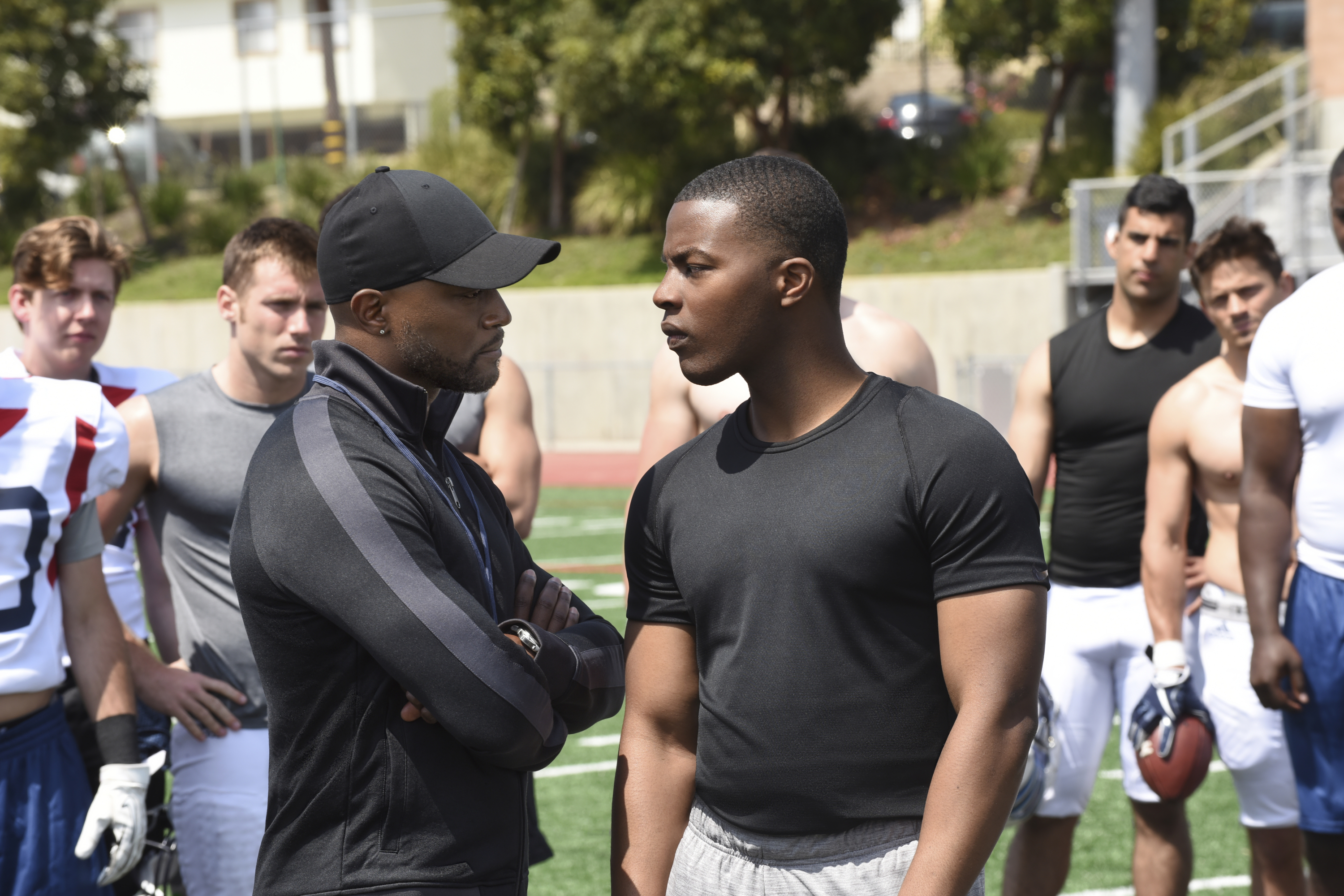 (Photo courtesy Ray Mickshaw/The CW) Taye Diggs as Billy Baker and Daniel Ezra as Spencer James in “All American.”