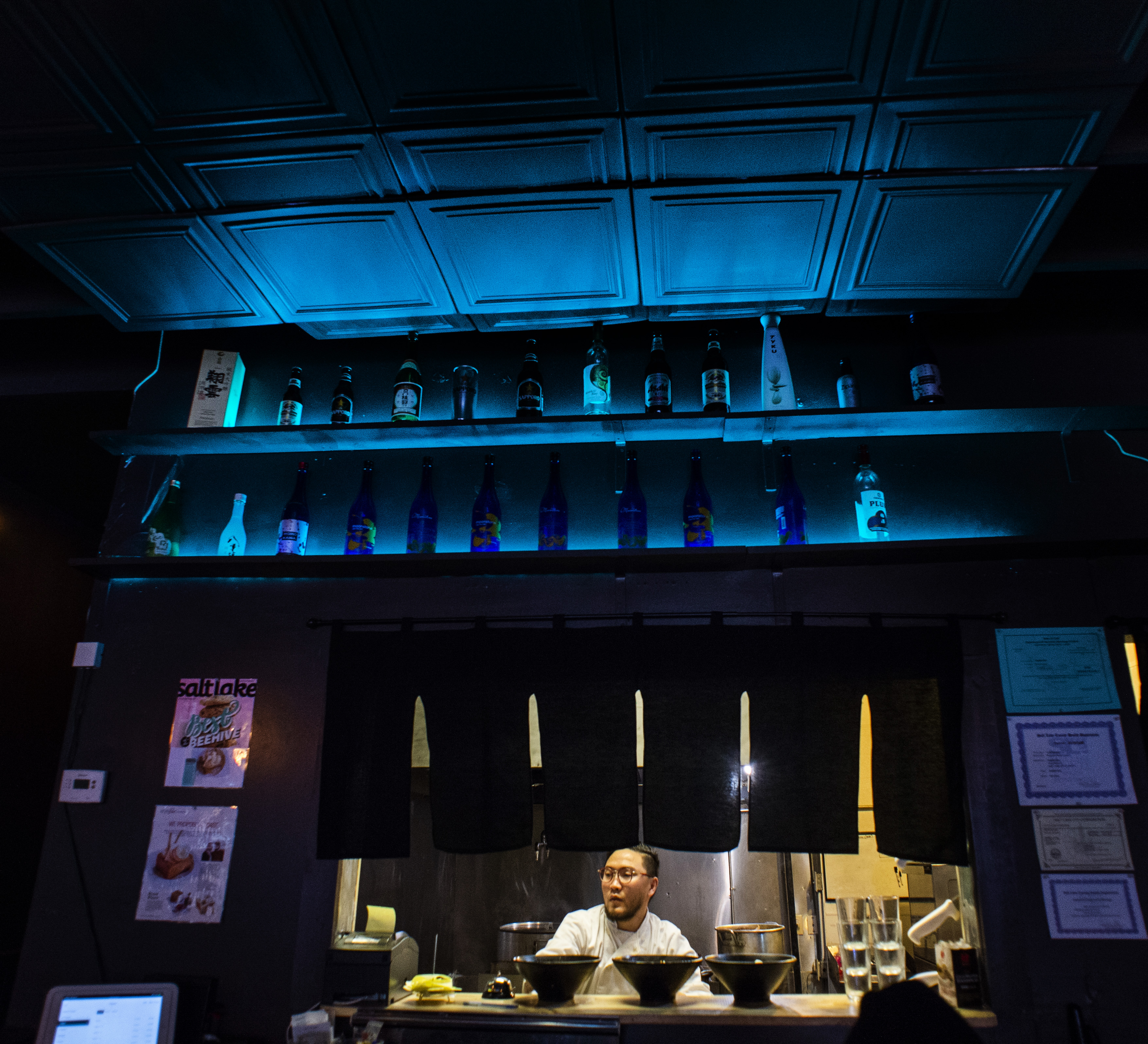 (Rick Egan | The Salt Lake Tribune) Sergei Oveson serves up bowls on Ramen at the Ramen Bar in Salt Lake City, Wednesday, Jan. 16, 2019. 