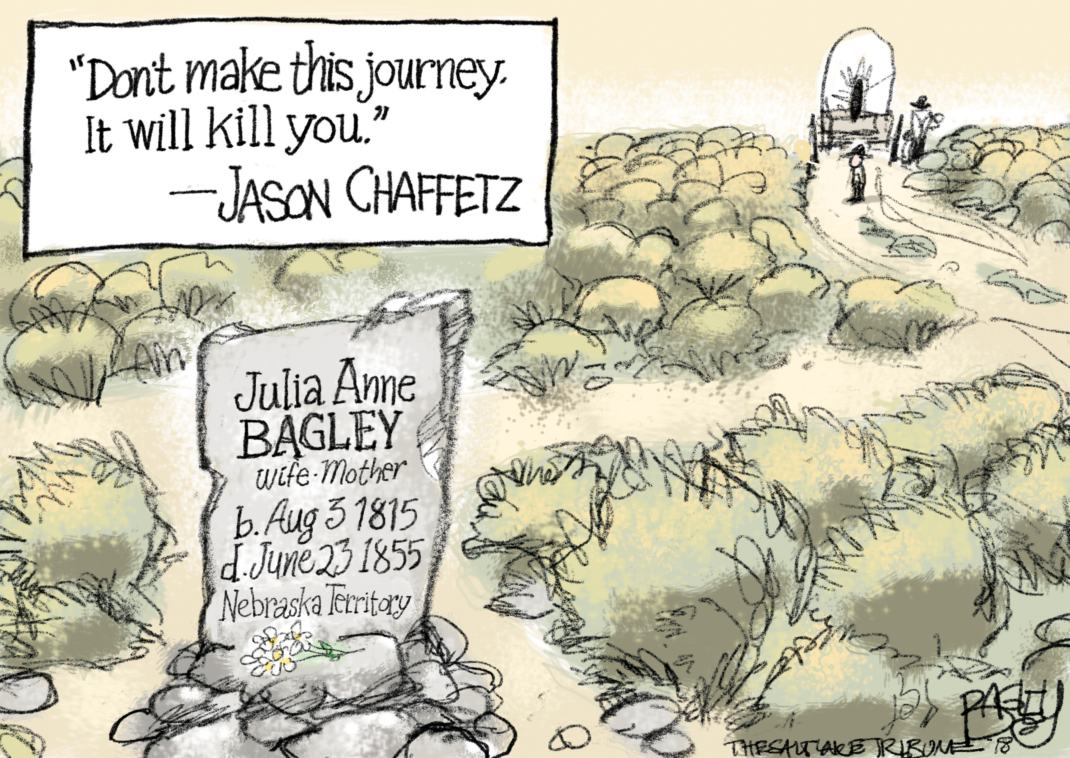(Pat Bagley | The Salt Lake Tribune) This Pat Bagley cartoon titled Dangerous Trek appears in The Salt Lake Tribune on Tuesday, Dec. 18, 2018.