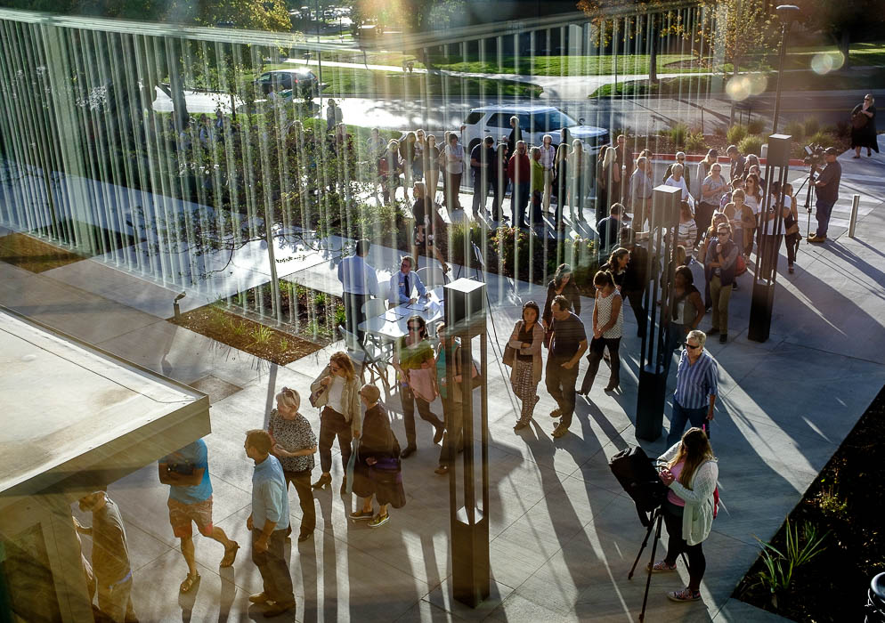 (Trent Nelson | The Salt Lake Tribune) People arrive to hear Anita Hill speak at the University of Utah in Salt Lake City, Wednesday Sept. 26, 2018.