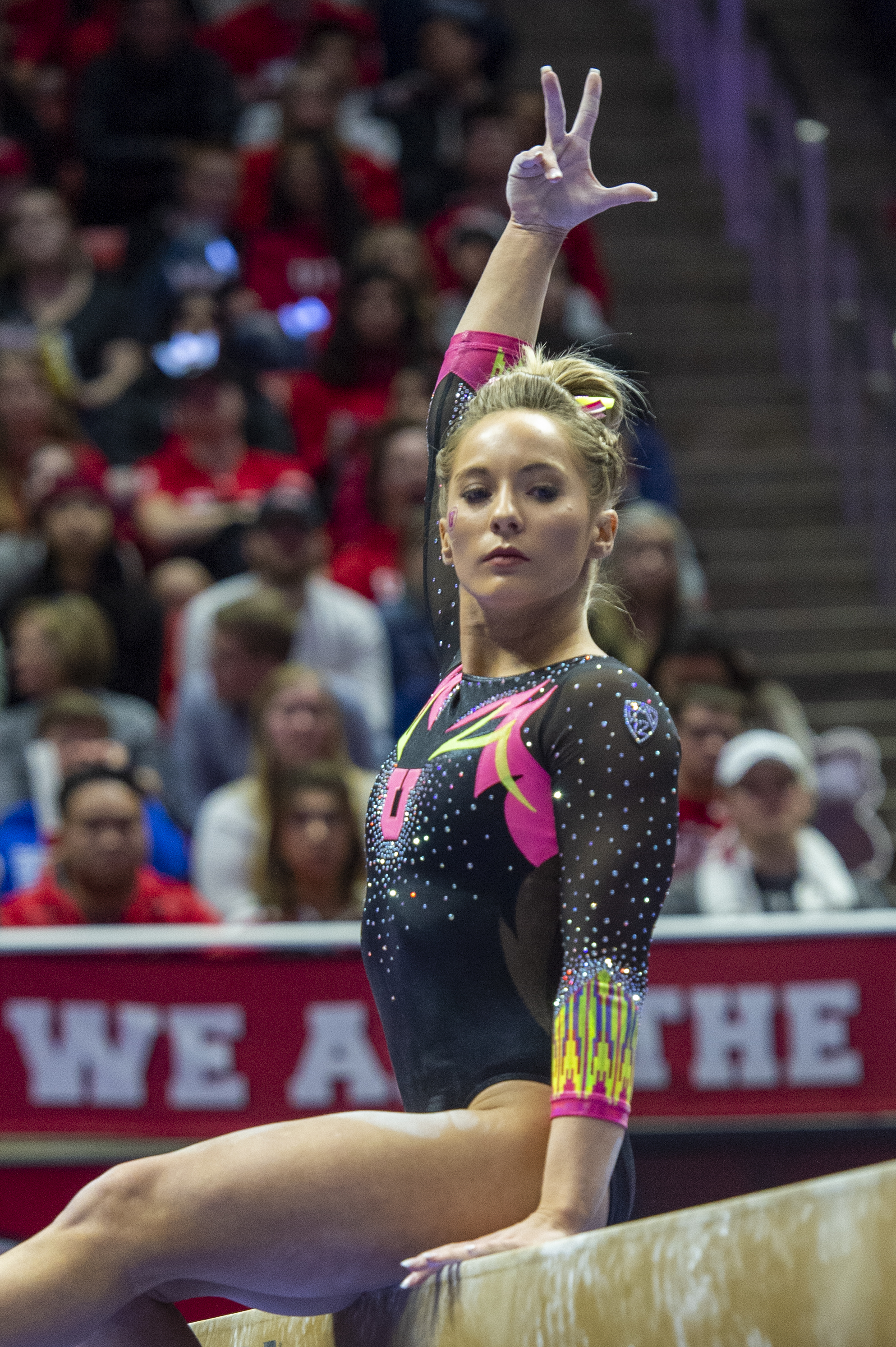 (Rick Egan | The Salt Lake Tribune) MyKayla Skinner competes on the balance beam, in PAC-12 Gymnastics action between the Utes and The California Golden Bears, in the Jon M. Huntsman Center, in Salt Lake CIty, Saturday, Feb. 9, 2019. 