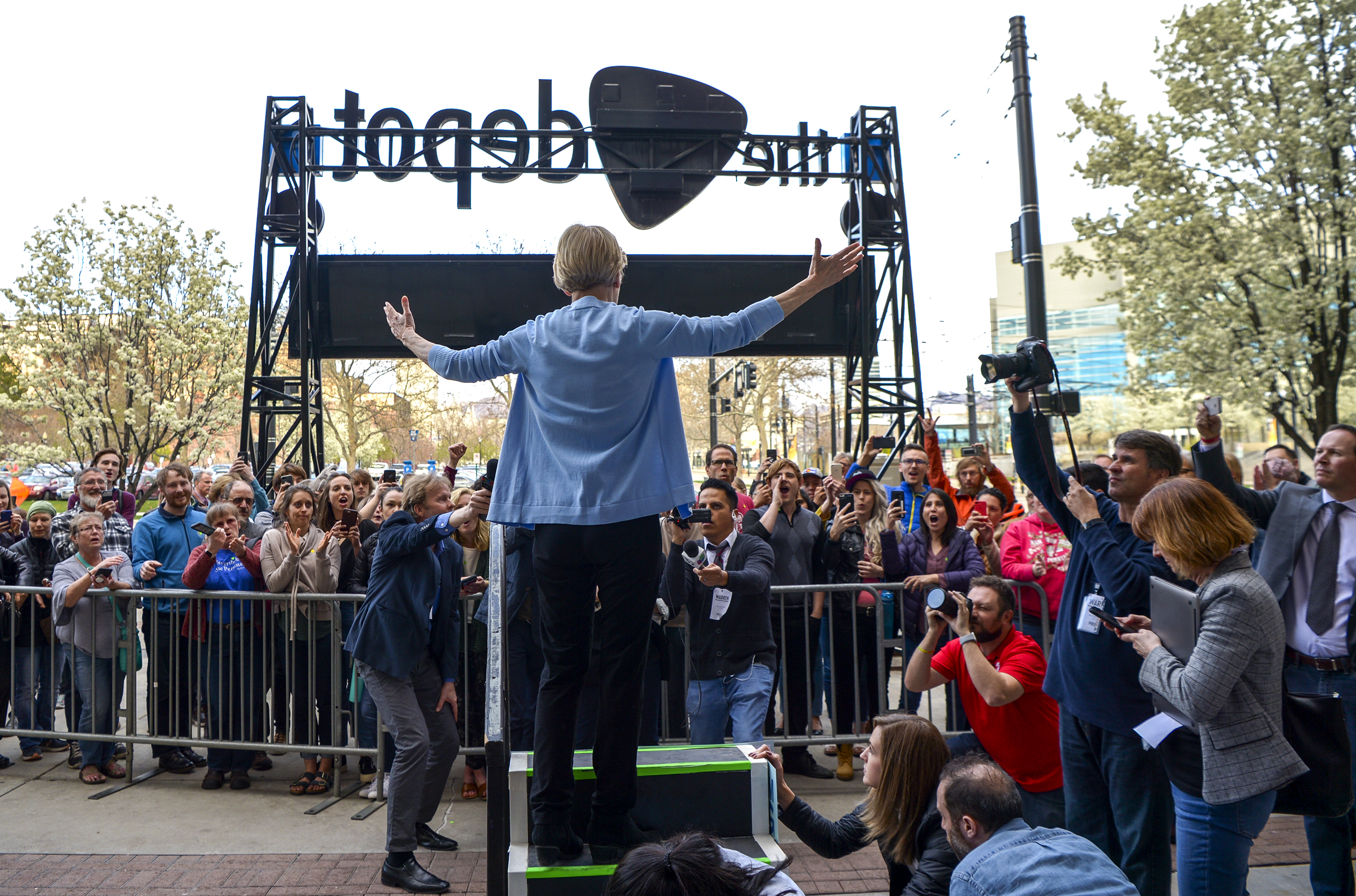 Leah Hogsten | The Salt Lake Tribune Massachusetts Sen. Elizabeth Warren speaks to supporters at The Depot in Salt Lake City on Wednesday April 17, 2019. Warren is a Democratic 2020 presidential candidate. 