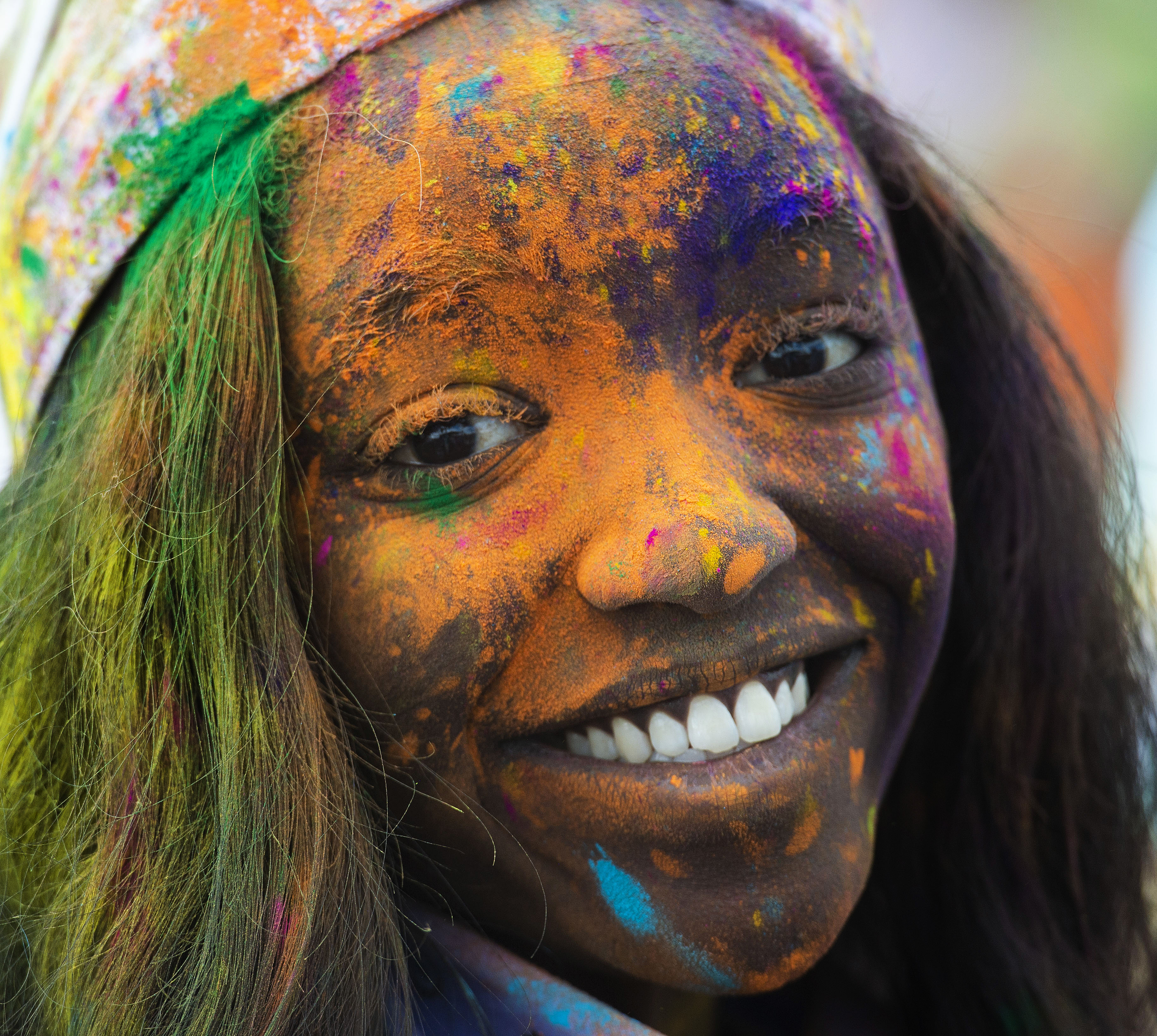 (Rick Egan | The Salt Lake Tribune) Fatwa Luka, from Omaha Nebraska, at the Holi Festival of Colors celebration at the Sri Sri Radha Krishna Temple in Spanish Fork, Saturday, March 30, 2019. 