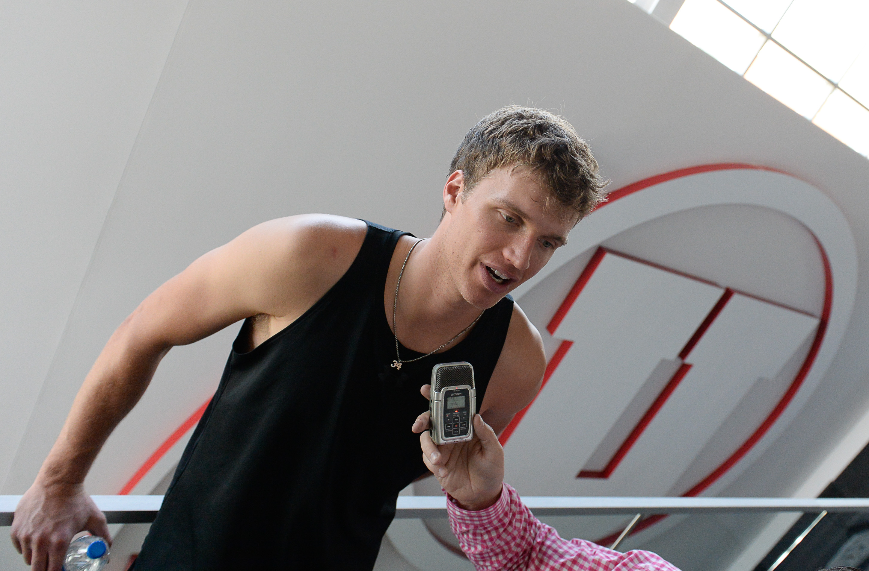 (Francisco Kjolseth | The Salt Lake Tribune) Utah junior Jayce Johnson speaks with the press during media day at the Ute basketball practice facility on Wed. Sept. 26, 2018.