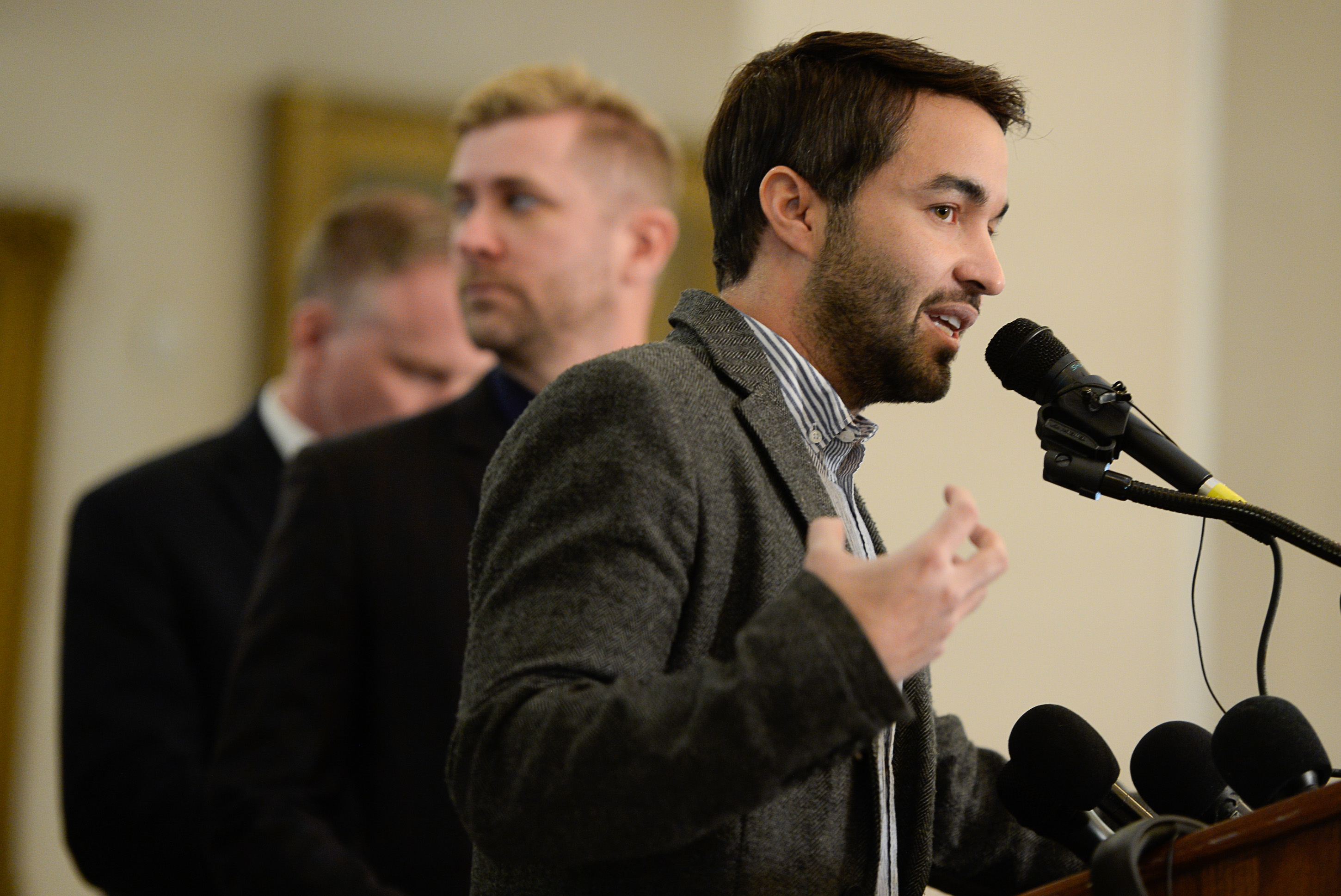 (Francisco Kjolseth | The Salt Lake Tribune) Arturo Fuentes relays his experience with conversion therapy during a press event at the Utah Capitol on Thursday, Feb. 21, 2019, to announce legislation being introduced to ban conversion therapy.