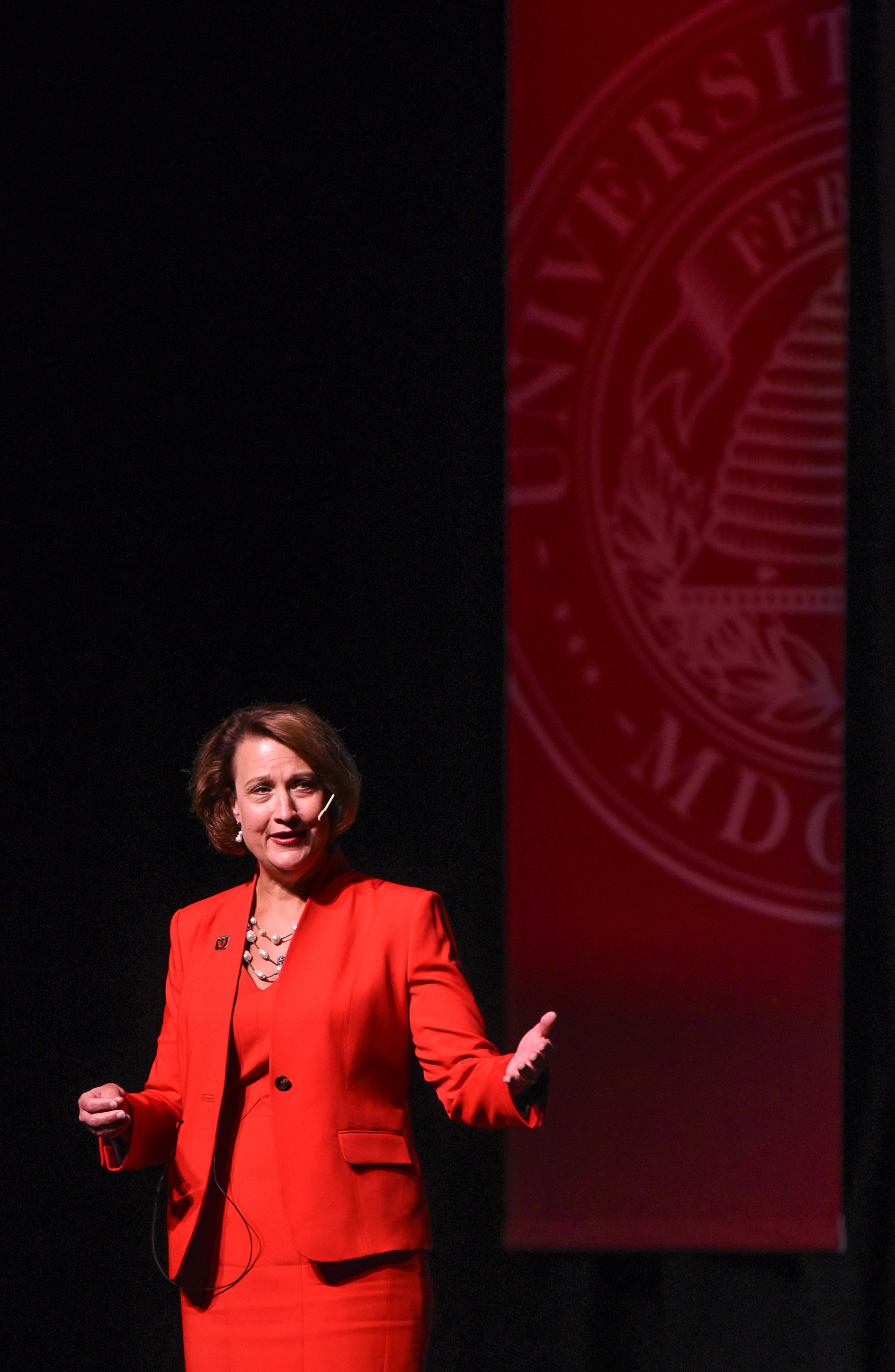 (Francisco Kjolseth | The Salt Lake Tribune) Ruth Watkins addresses the crowd during her inauguration as the University of Utah's 16th president, and first female, at Kingsbury Hall on Friday, Sept. 21, 2018.