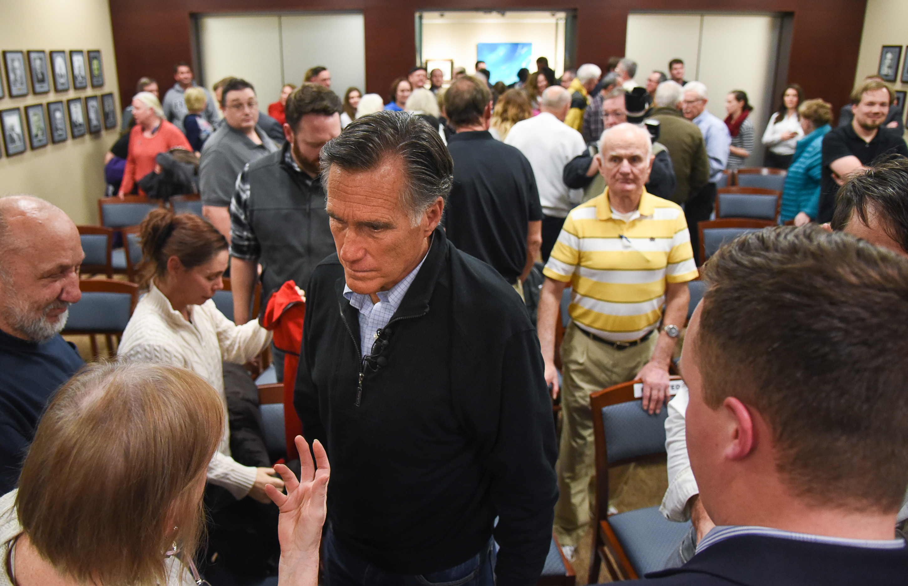 (Francisco Kjolseth | The Salt Lake Tribune) U.S. Senator Mitt Romney wraps up a town hall meeting at the Davis County administration building, Tuesday, January 22, 2019, to hear from local residents.
