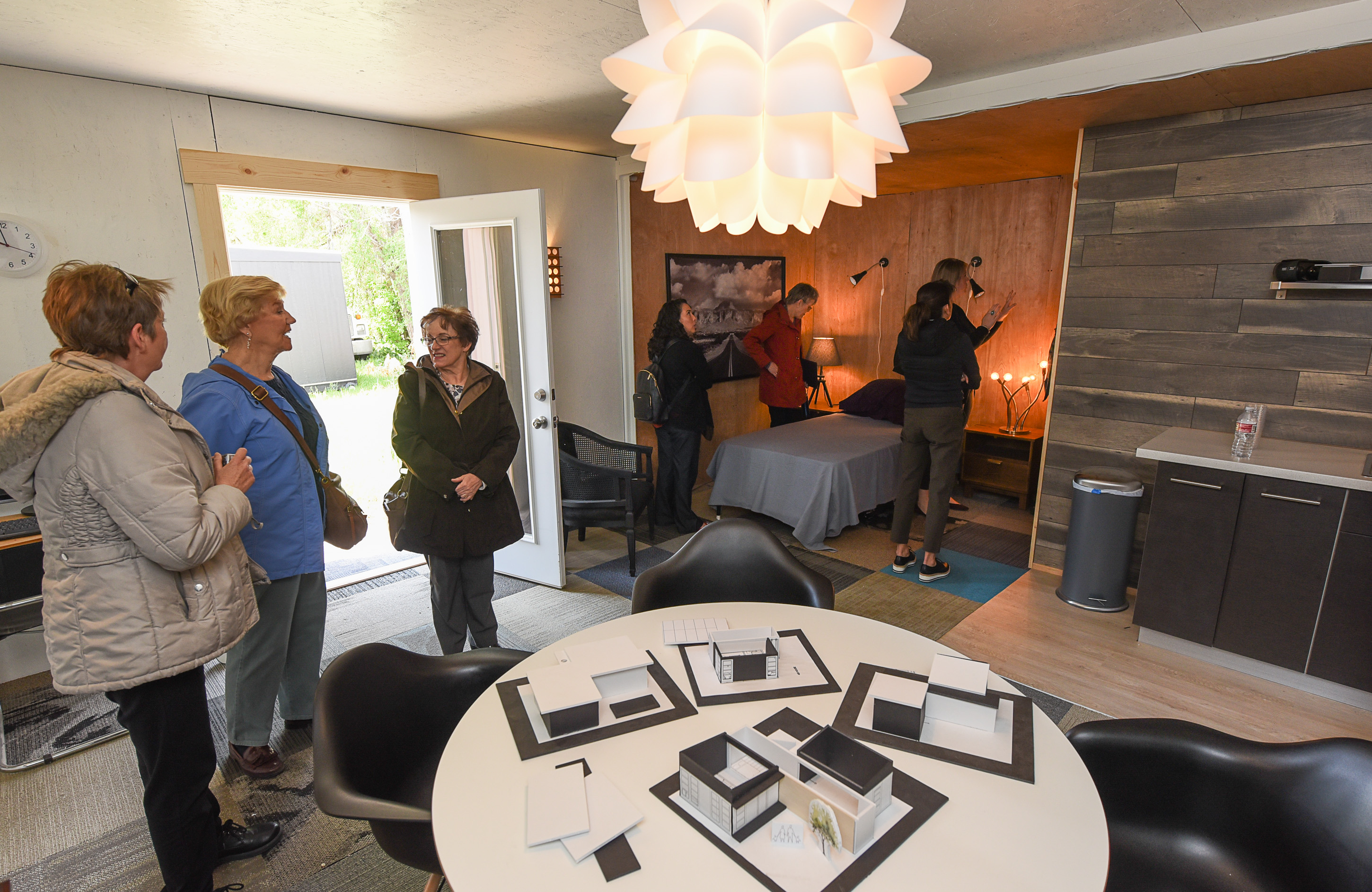 (Francisco Kjolseth | The Salt Lake Tribune) Our Homes, Our Voices, a campaign to bring more attention to the affordable housing crisis across the country showcases one of the solutions being presented by small house specialist Jeff White in Sat Lake City on Wed. May 2, 2018. White has been investing his time now for several years on shipping container prototypes, including a 432 square foot experimental home he built inside a warehouse in Salt Lake that would cost about $36,000 and be easy to assemble on a lot.