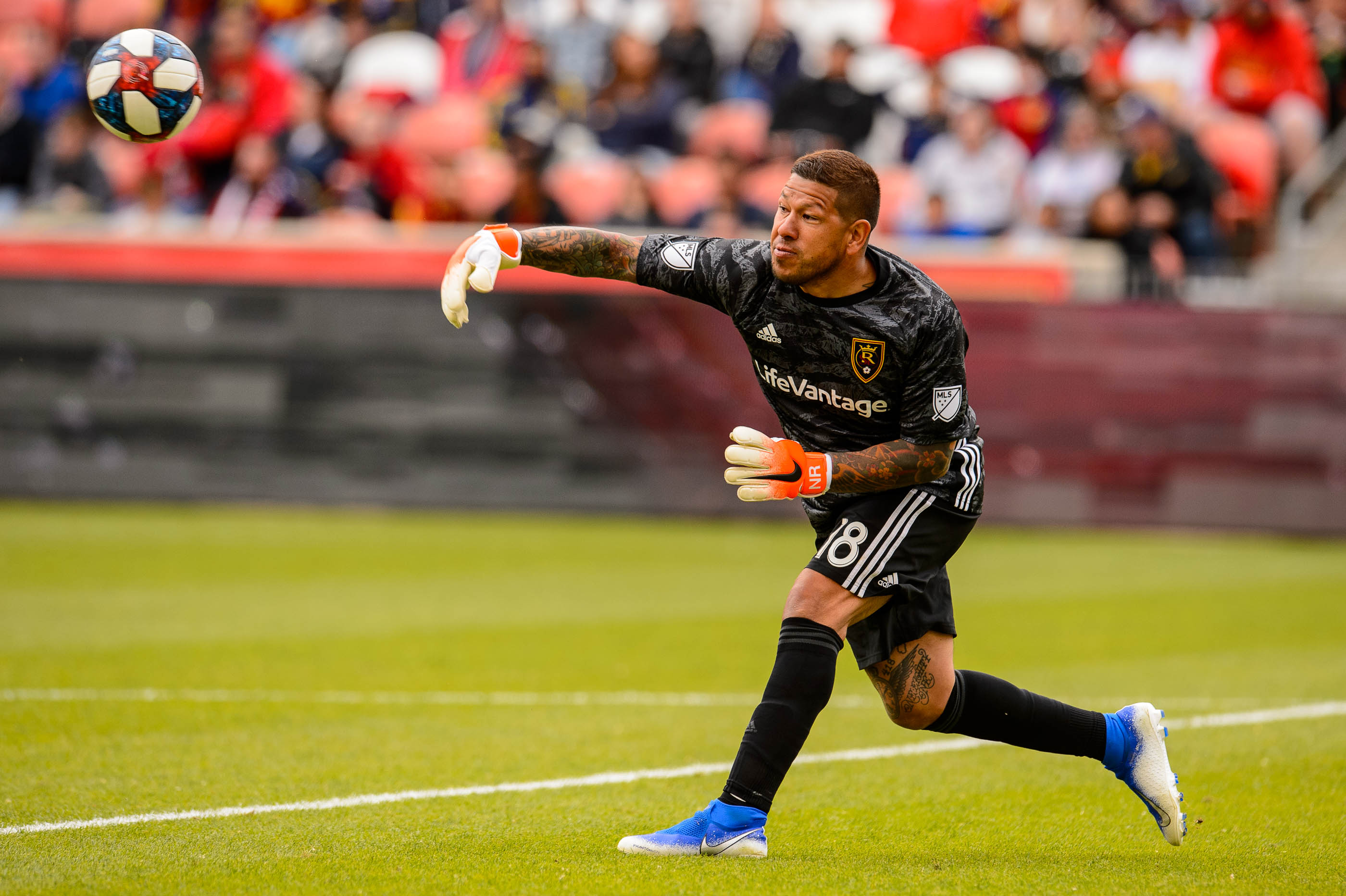 (Trent Nelson | The Salt Lake Tribune) Real Salt Lake goalkeeper Nick Rimando (18) as Real Salt Lake hosts Toronto FC, MLS Soccer at Rio Tinto Stadium in Sandy on Saturday May 18, 2019.