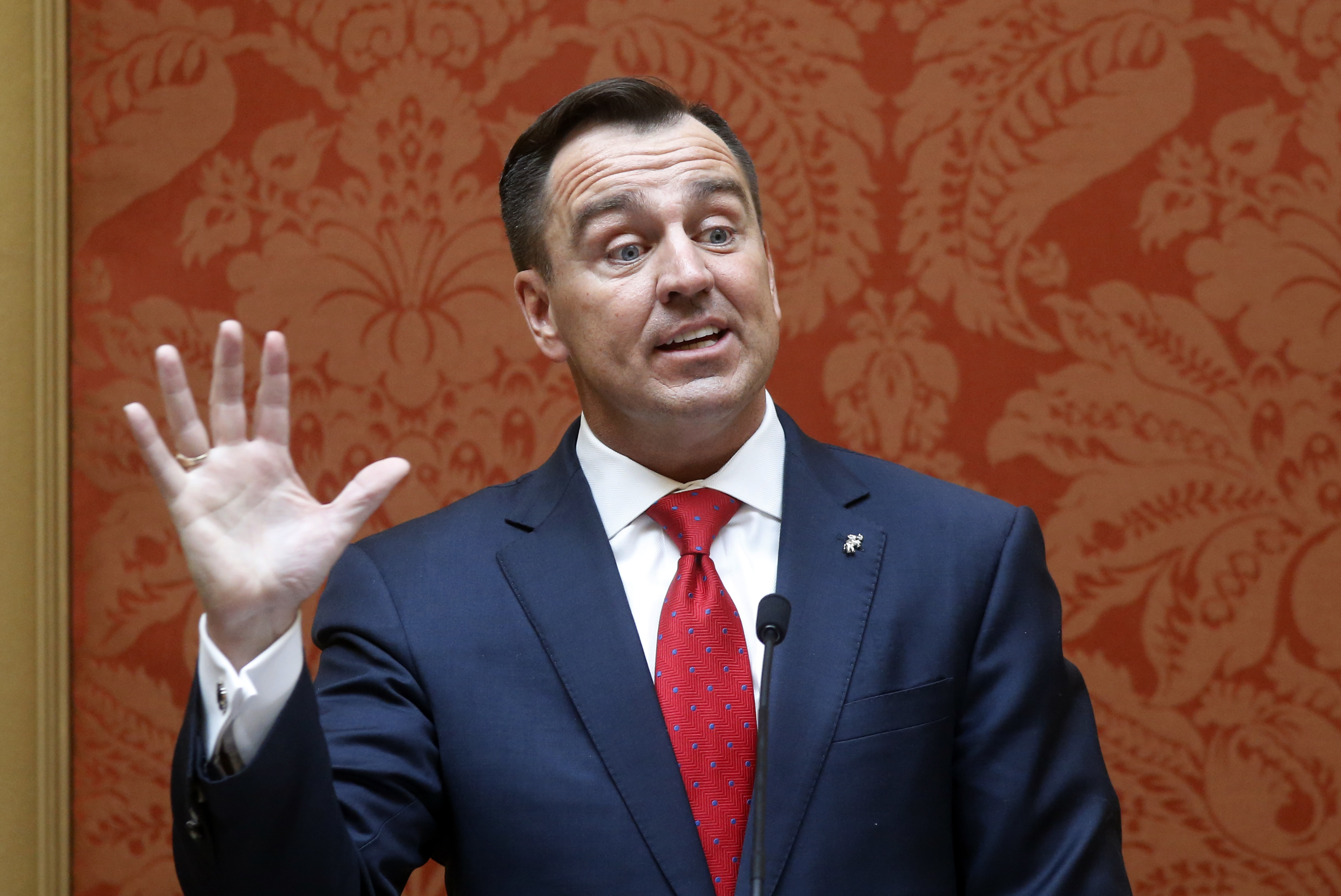 Utah House Speaker Greg Hughes speaks to the Utah House of Representatives Monday, Jan. 22, 2018, in Salt Lake City. Utah lawmakers are expected to dig in to tax reform, Medicaid and more starting Monday when the state Legislature meets for a whirlwind annual session that wraps up the second week of March. (AP Photo/Rick Bowmer)