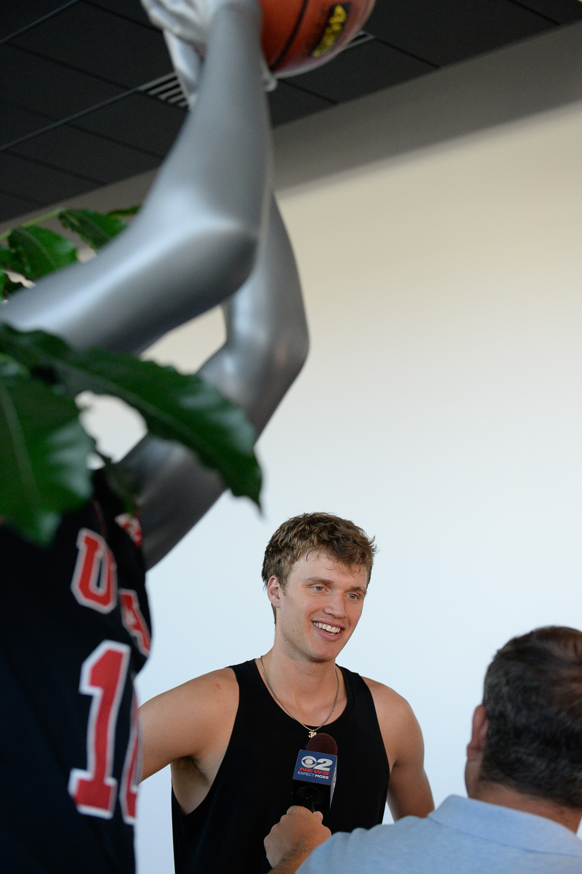 (Francisco Kjolseth | The Salt Lake Tribune) Utah junior Jayce Johnson speaks with the press during media day at the Ute basketball practice facility on Wed. Sept. 26, 2018.