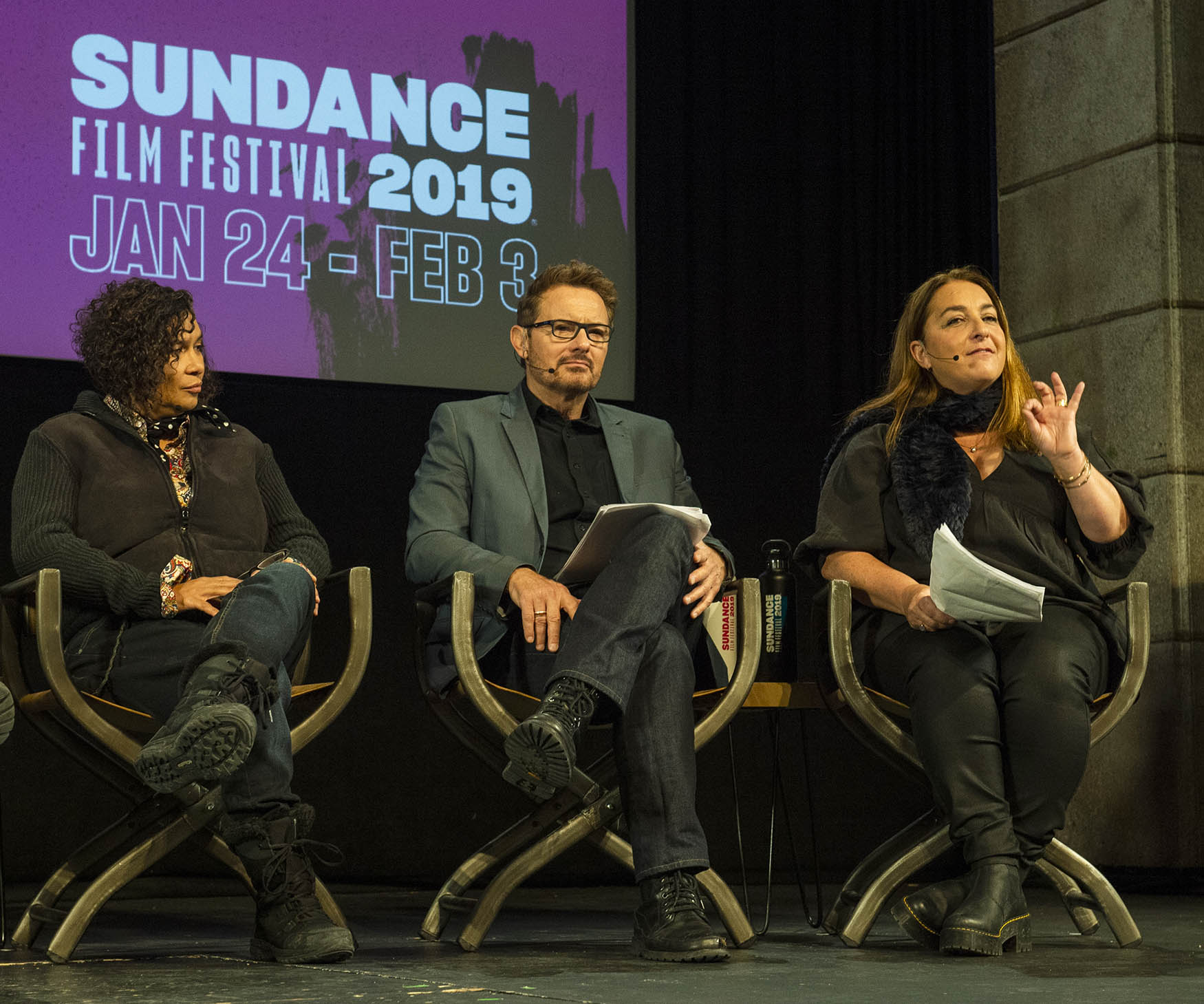 (Rick Egan | The Salt Lake Tribune) Shari Frilot, Chief Curator New Frontier and Senior Programmer, John Nein, Senior Programmer, and Caroline Libresco Director, Catalyst and Women at Sundance, and Senior Programmer discuss the films being screened this year, at the opening news conference for the 2019 Sundance Film Festival at the Egyptian Theatre in Park CIty, Thursday, Jan. 24, 2019. 